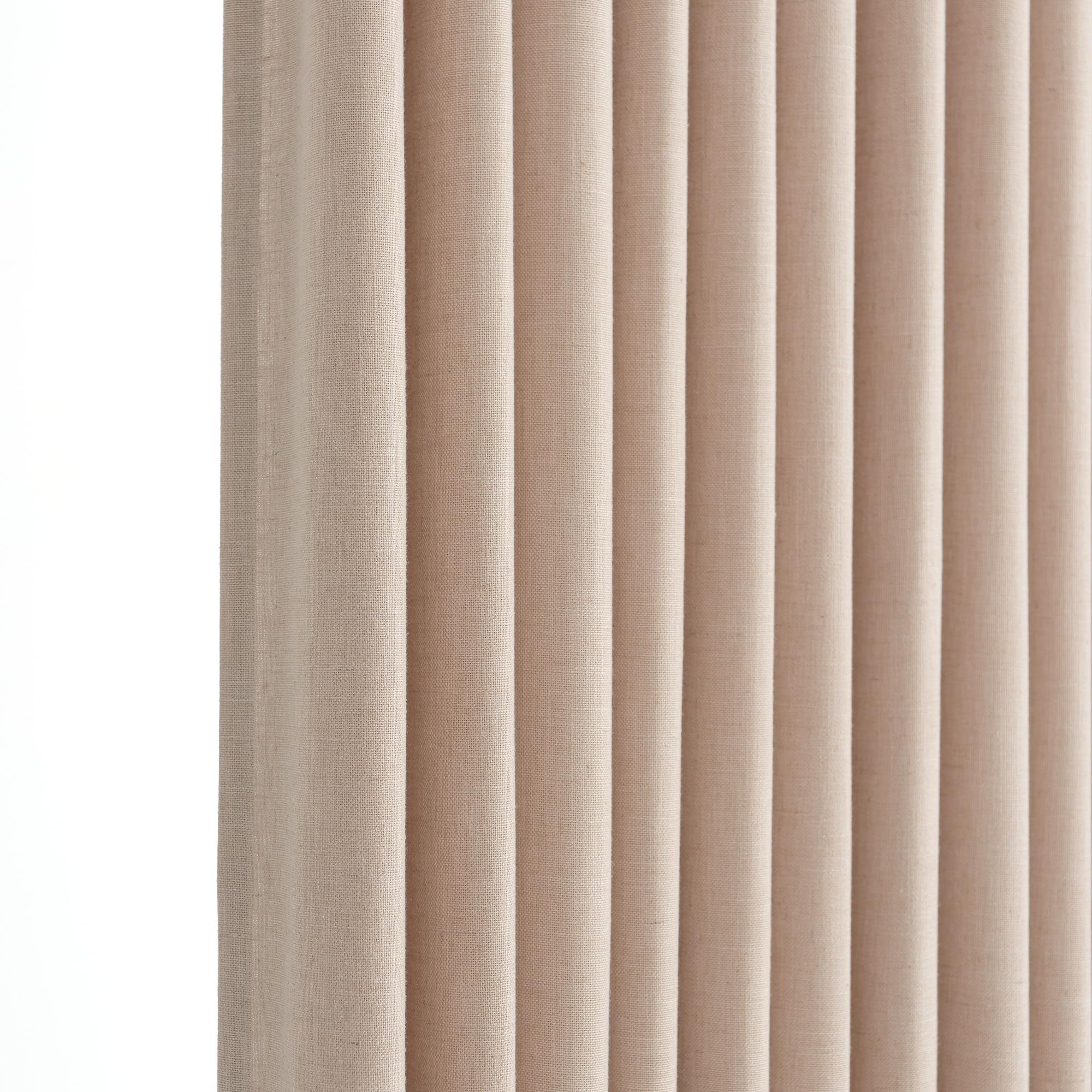 THREE GIRLS Pinch Pleated Linen Curtains 84 Inch Length 2 Panels, Light Filtering Linen Blend Drapes 40" W x 84" L, Natural Tapioca Neutral Curtains for Living Room Bedroom with Hooks