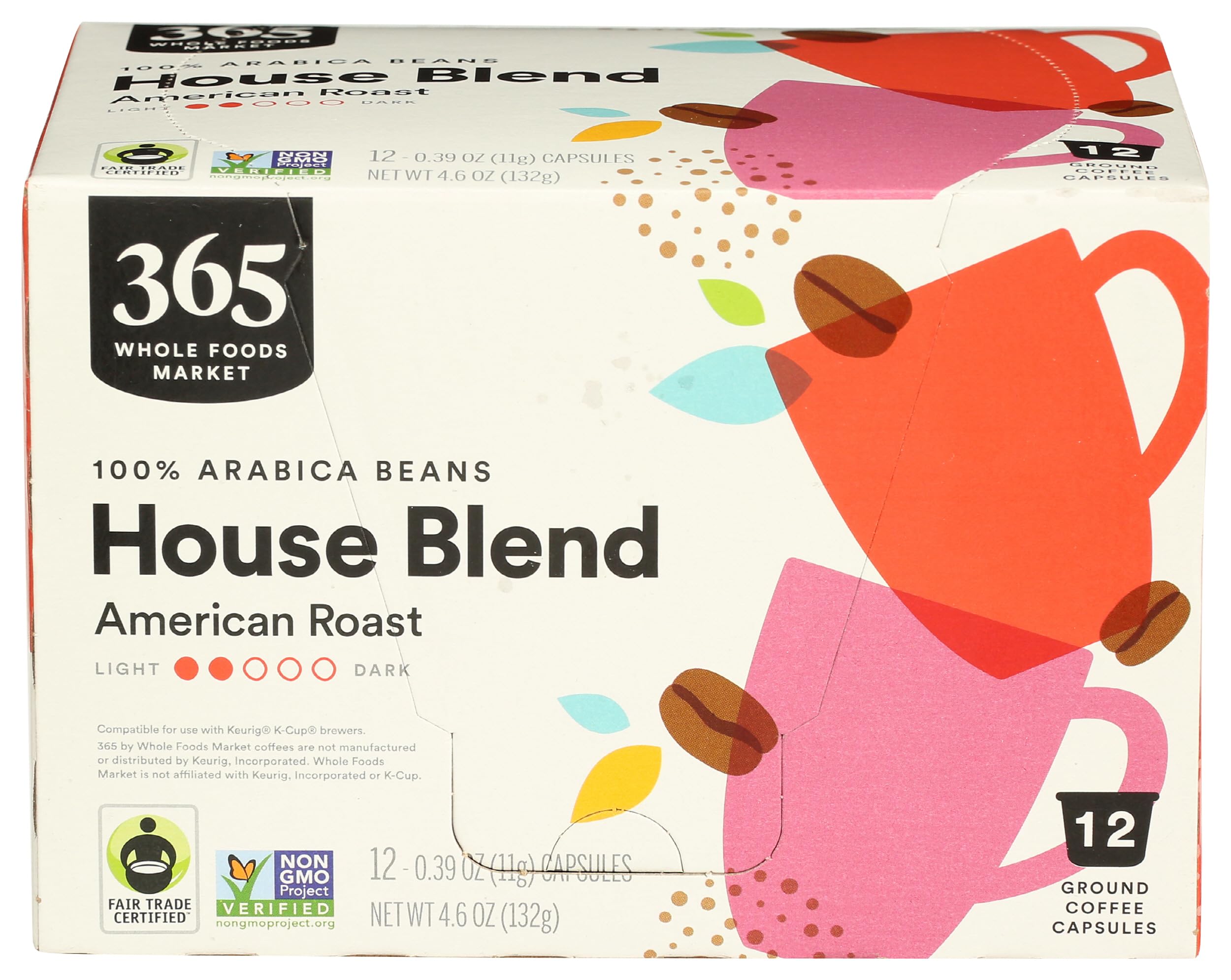 365 by Whole Foods Market, House Blend Coffee Pods, Medium-Light American Roast, 12 Count