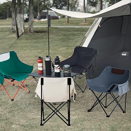 Miniatura 2 de Folding Chairs Heavy Duty Support 330 lbs Moon Chair with Carry Bag, Outdoor Quad Lumbar Back Padded with Side Pockets, Built Durable and Reliable