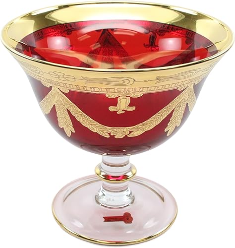 Miniatura 2 de Italian Collection Crystal Campana - Cuenco para centro de mesa, borde dorado, diseño vintage de lujo