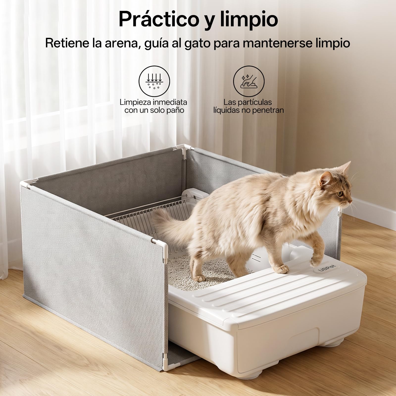 UBPET Selbstreinigende Katzentoilette, offene automatische Katzentoilette für mehrere Katzen, Sicherheitssensoren, Steuerung per App, geruchsneutral, geeignet für Bentonit-Mineralstreu