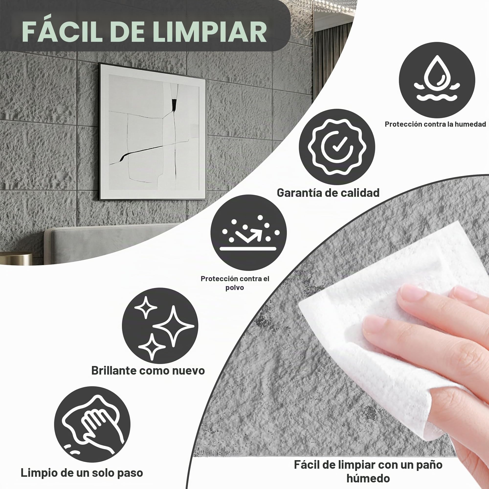 YRHome Paneles de pared 3D de poliuretano, aspecto de piedra, 120 x 60 cm, antracita, 2 unidades (1,44 m²), 3 cm de grosor, resistentes al moho y fáciles de limpiar, para cocina y salón