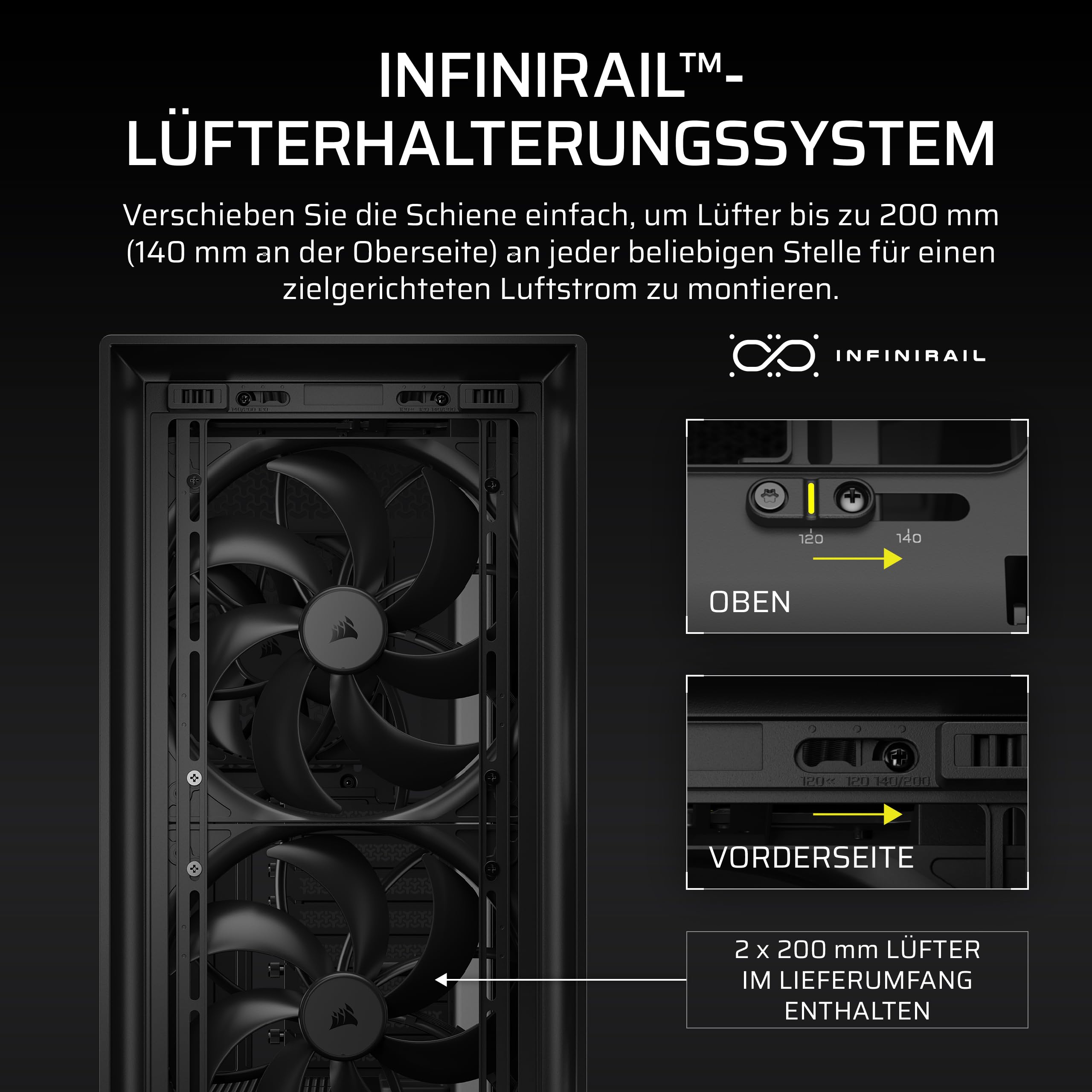 CORSAIR Frame 5000D Wood RS Mid-Tower-ATX-PC-Gehäuse – Schwarz & Walnuss | Frontpanel aus Massivholz, 3 Vorinstallierte Lüfter, Modulare Anpassung, Geräumiger Innenraum, GPU Anti-Sag
