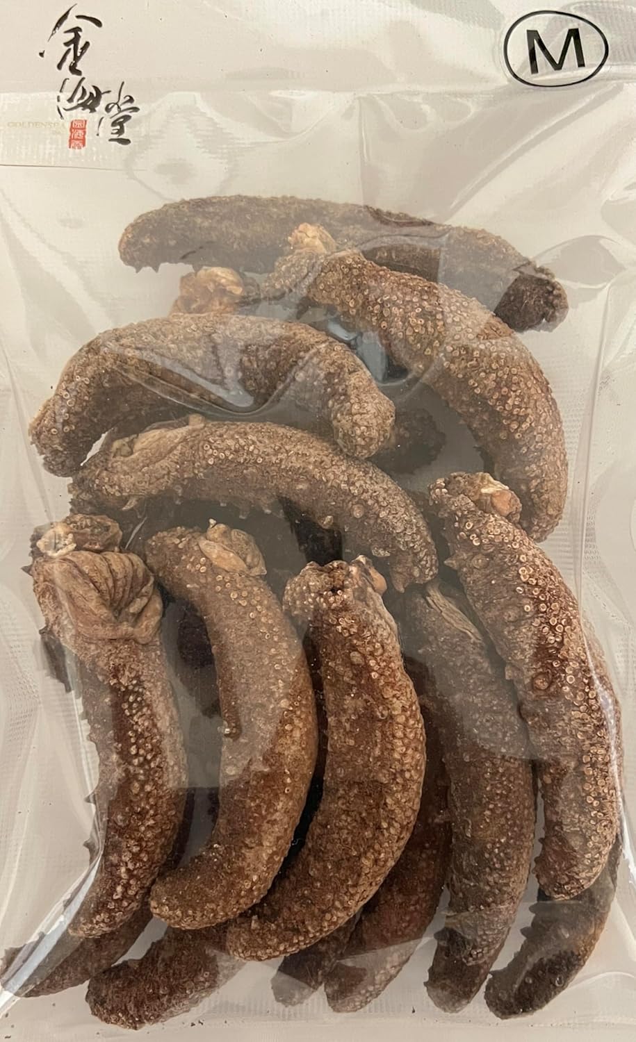 GOLDENSEA-Natural Sun Dried Alaska Red Sea Cucumber 金海堂-野生淡干海参, 阿拉斯加野生红刺参(Medium Size)1lb, Grade AAAA