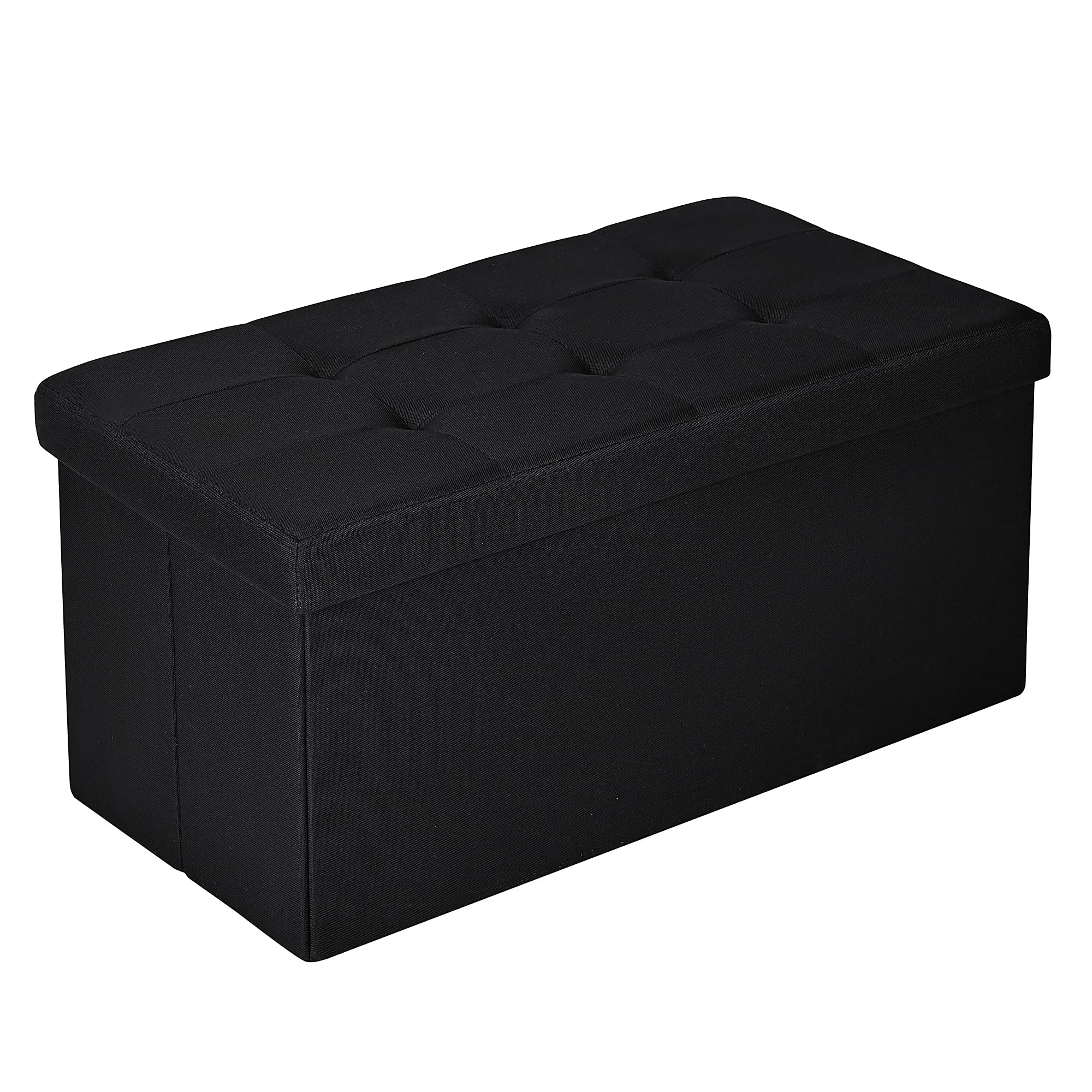 T-LOVENDO.ES Puff de almacenaje Plegable, Banco con Almacenamiento, Otomana, Baúl, Taburete Reposapiés, Acolchado, para Dormitorio, Sala de Estar, Pasillo, Mediano 76 x 38 x 38 cm. Carga hasta 300kg.