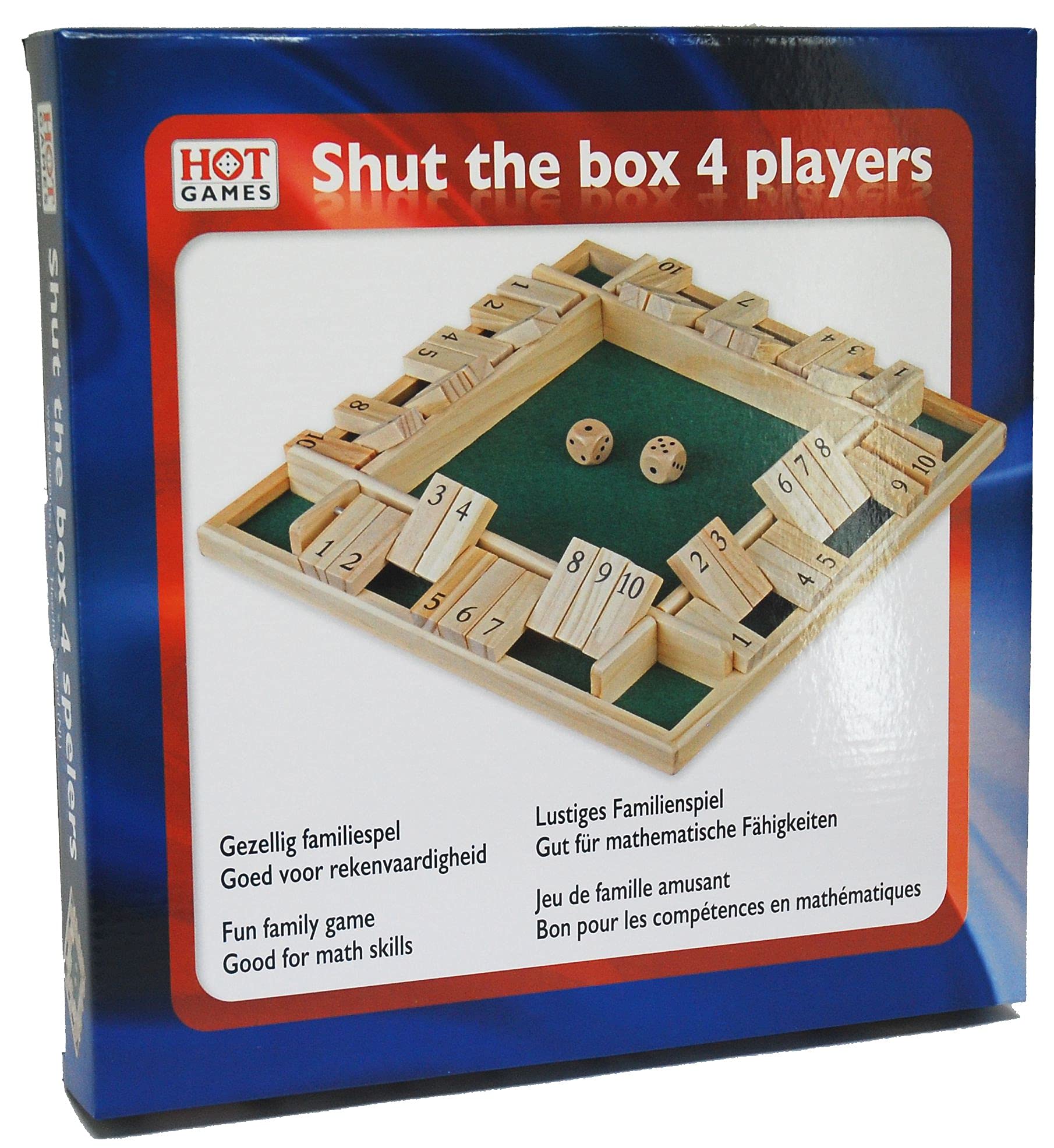 Shut the Box 4 joueurs 10 chiffres 29x29cm. HOT Games