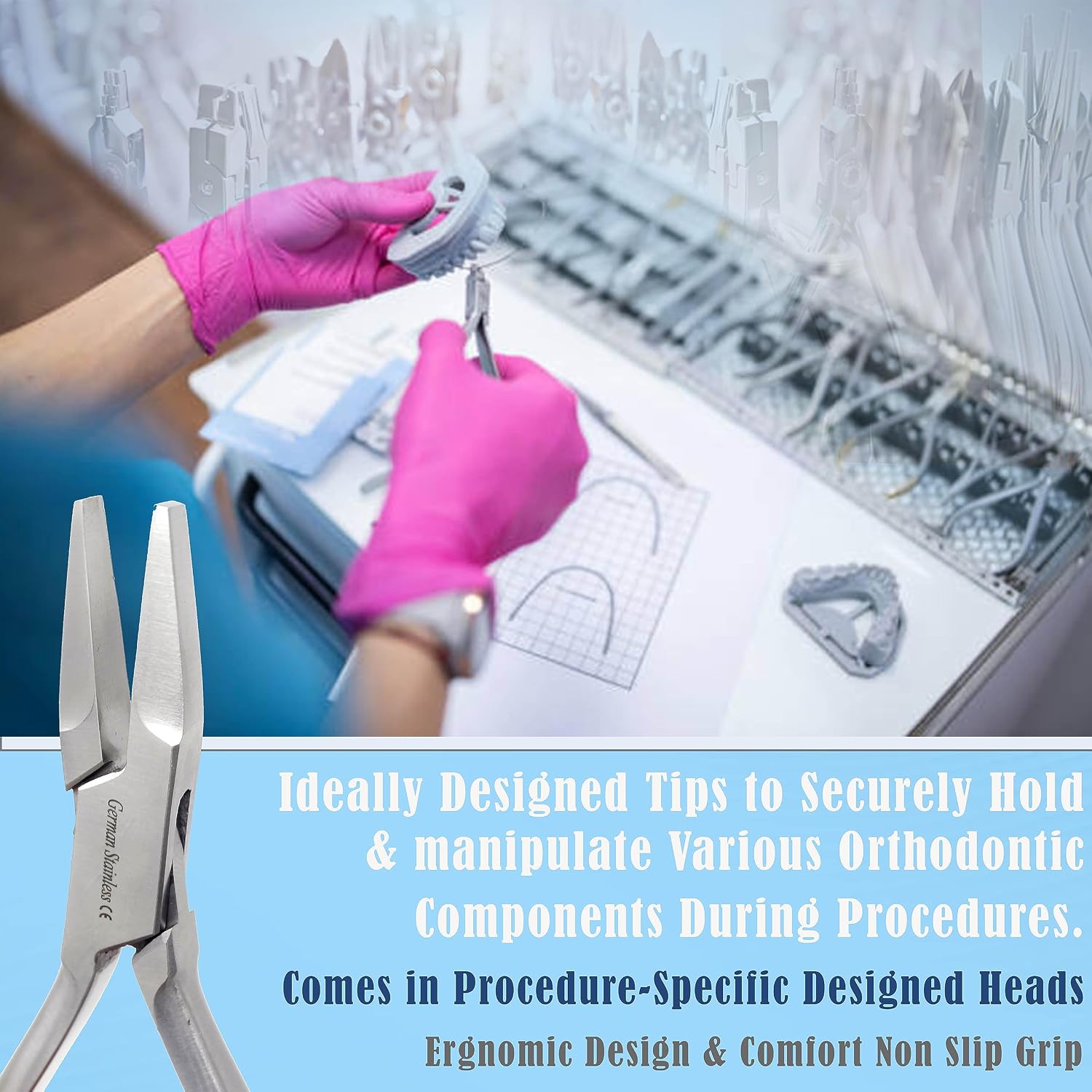 Premium German Stainless Orthodontic Dental Forming Wire Bending Pliers (Flat Nose Plier)