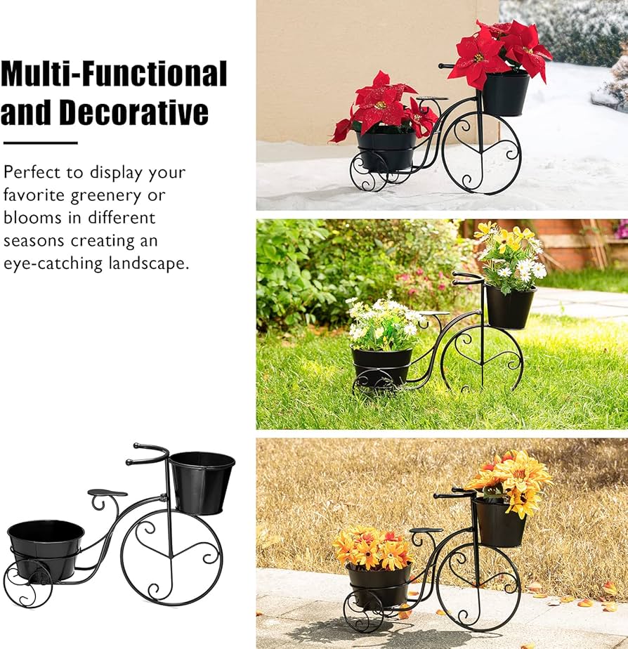 置物 Lime Amazon.com : Glitzhome Metal Standing Planter Hand Painted Flower