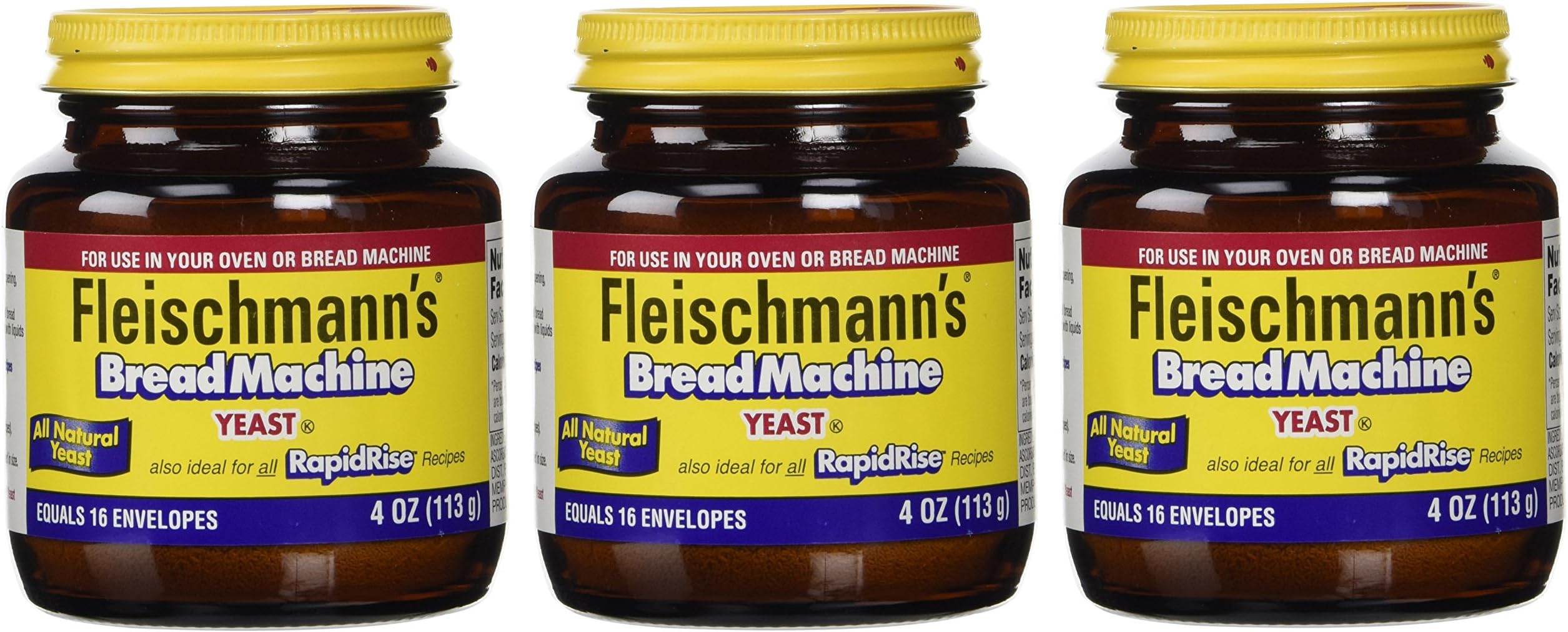 Fleischmann's Yeast for Bread Machines, 4-Ounce Jars (Pack of 3)