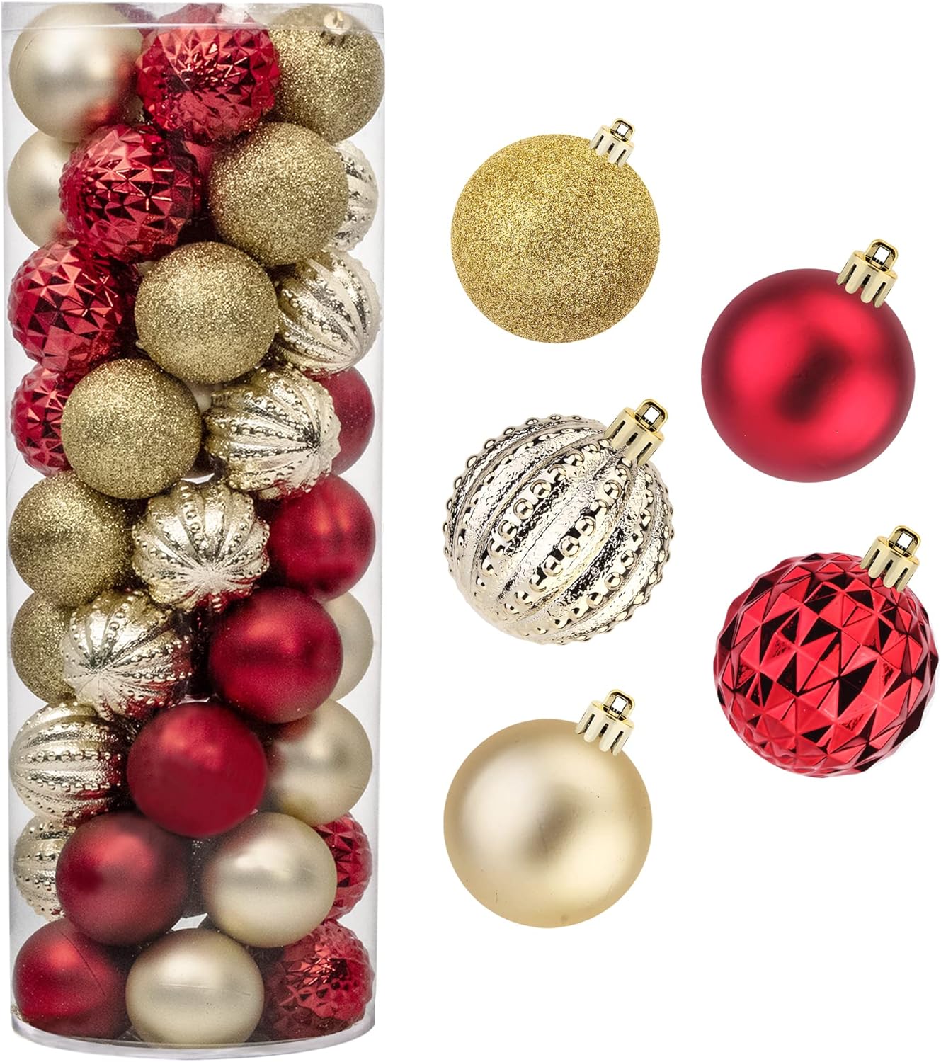 45Pcs 6cm/2.36inch Christmas Balls Glitter Christmas Tree Ornaments Hanging Christmas Home Decorations for Home House Bar Party(Red/Gold 45Pcs 6cm/2.36inch Christmas Balls Glitter Christmas Tree Ornaments Hanging Christmas Home Decorations for Home House Bar Party(Red/Gold