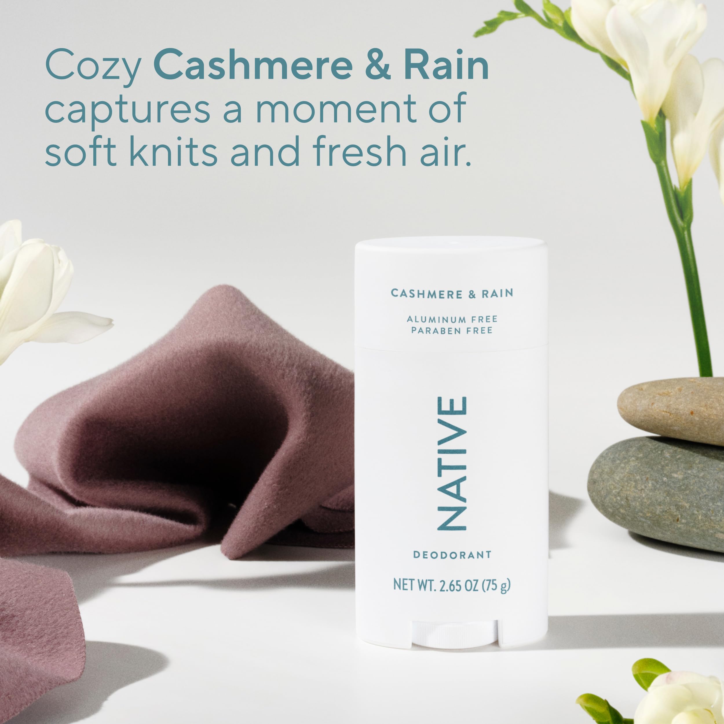 Native Deodorant Contains Naturally Derived Ingredients, 72 Hour Odor Control, Deodorant for Women and Men, Aluminum Free, Cashmere & Rain 2.65oz
