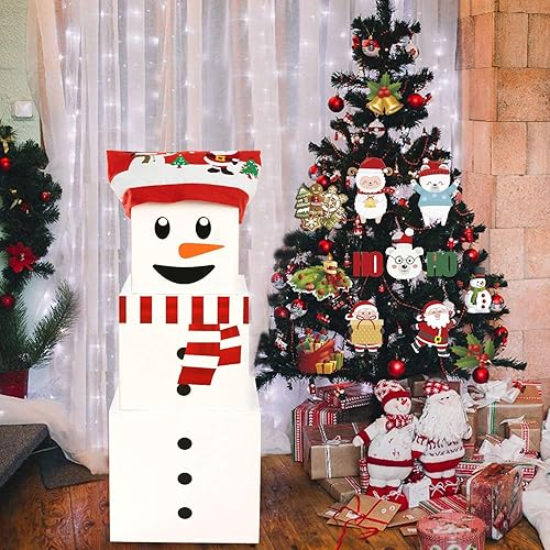 Joy Bang Christmas Gift Boxes with Lids for Presents, Xmas Boxes for Gifts Large Snowman Nesting Boxes Christmas Eve Stacking Stackable Storage Decorative Boxes Decorations Party