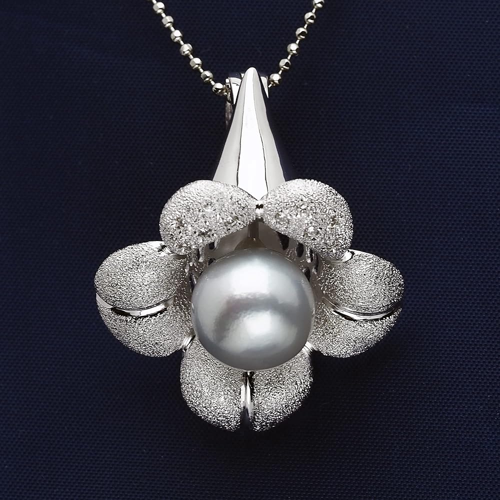 18金 ナチュラルブルー ダブルパール ダイヤ ネックレス アコヤ真珠