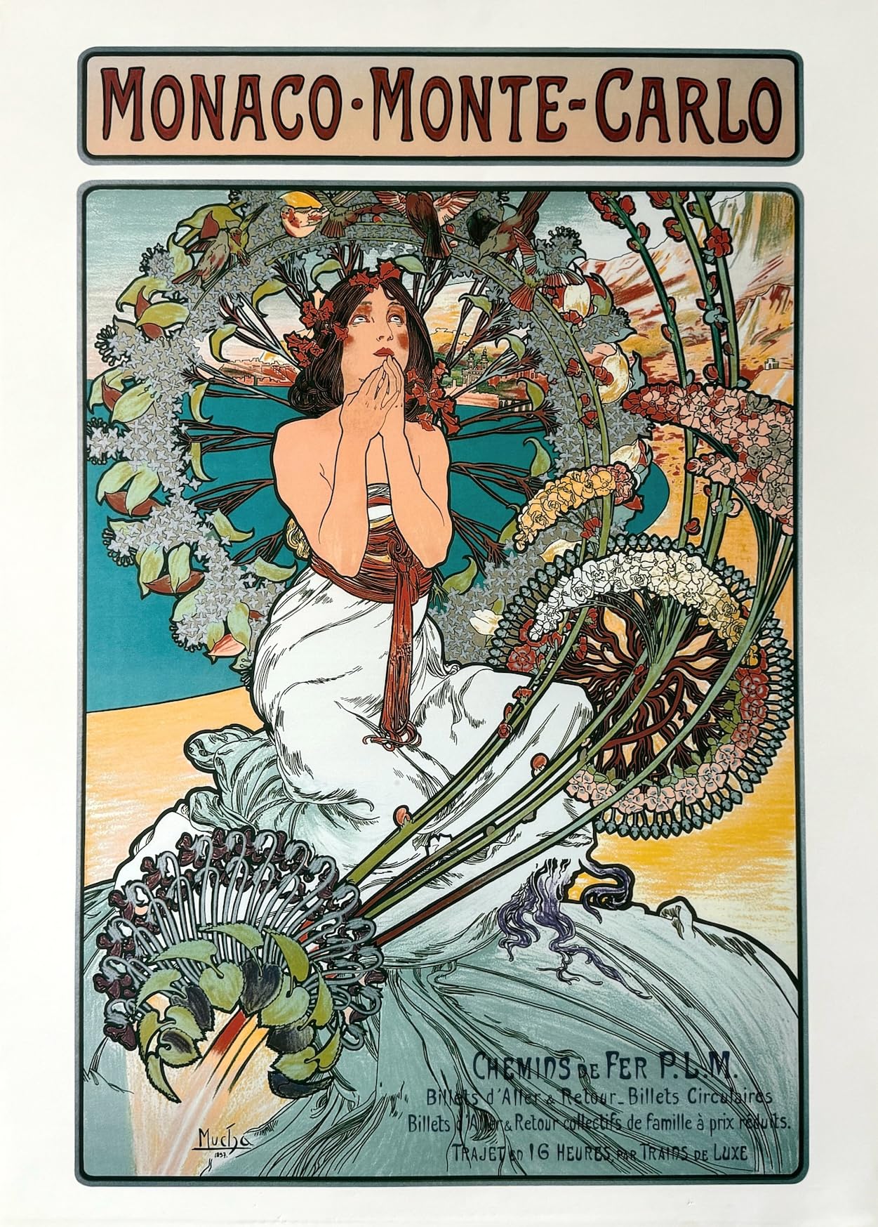 Poster Mucha Monaco 50x70 cm affiche murale pour raviver un mur blanc