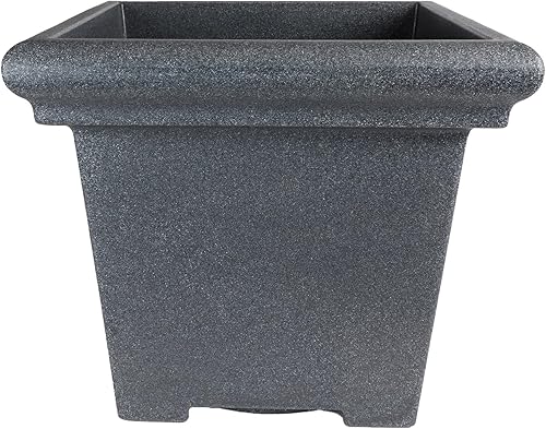 The HC Companies Maceta cuadrada de terrazo con drenaje, macetas clásicas para plantas de exterior y plantas de interior, macetas grandes de