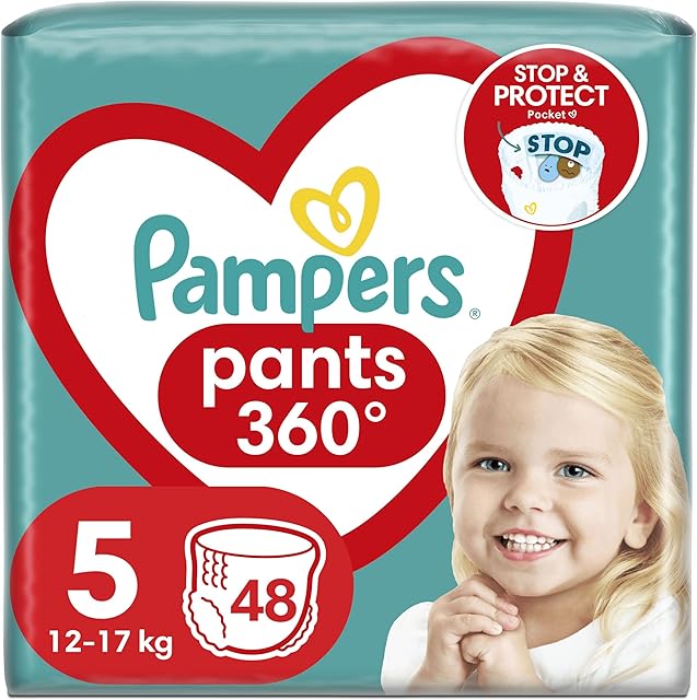 Pampers Pants Pieluchomajtki Rozmiar 5 (12-17 kg), 48 Sztuk, Najlepsza Ochrona i Komfort Pampers w Łatwych do Założenia Pieluchach