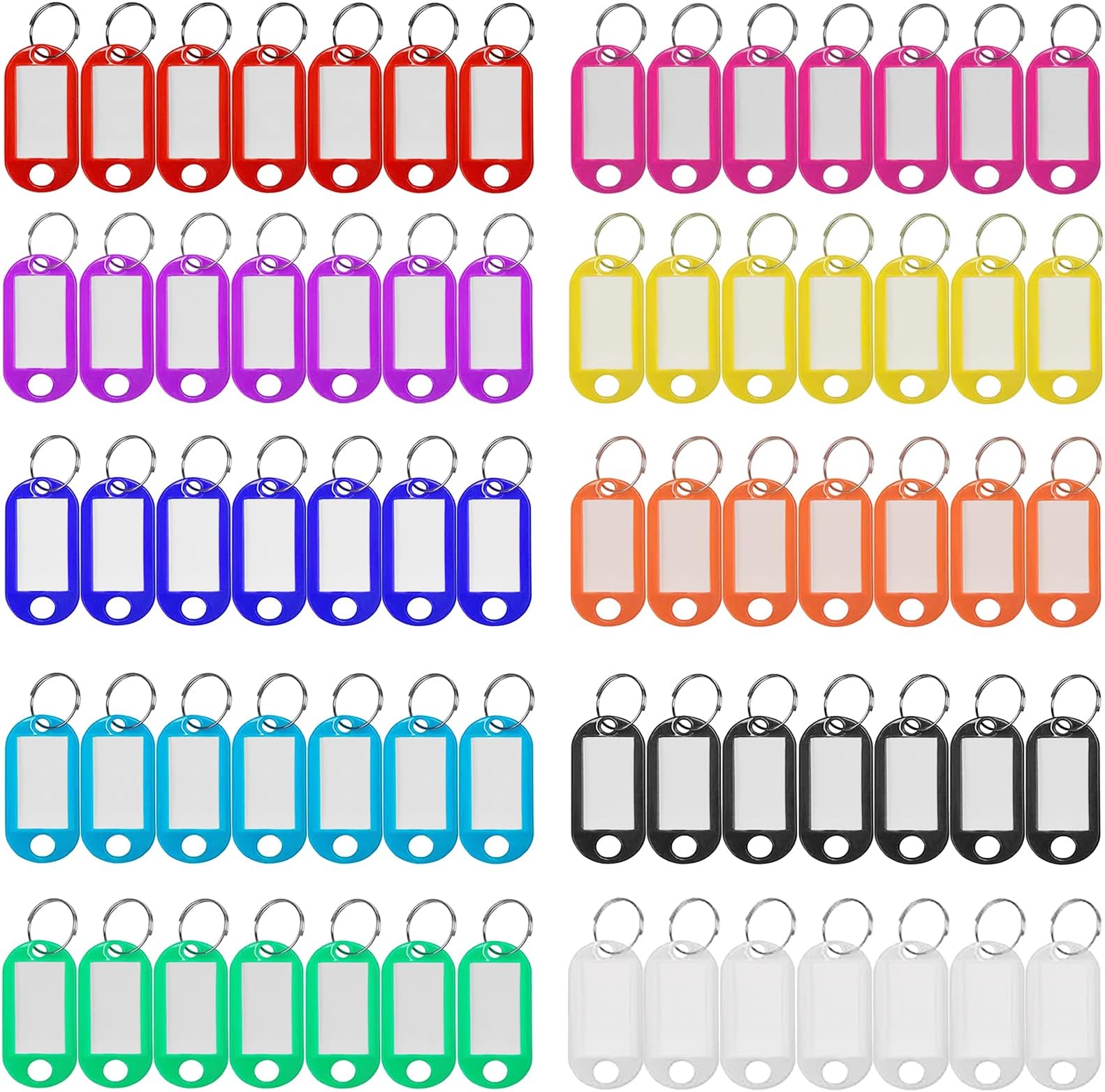Simetufy Plastic Key Tags 220 Pcs, Key Labels with Ring and Label Window, Key Chain ID Tags, Key Identifiers for Name, Luggage 10 Colors