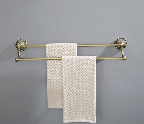 Miniatura 4 de Toallero doble de 24 pulgadas + soporte para papel higiénico, juego de accesorios de baño de latón