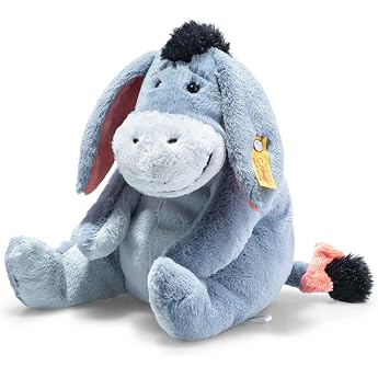 Steiff Disney Originals Donkey Eeyore 25 cm Blue Grey Sitting Soft Cuddly Friends Walt Disney Plush Figure Winnie the Pooh Cuddly Toy Eeyore Stuffed Toy Winnie the Pooh Machine Washable
