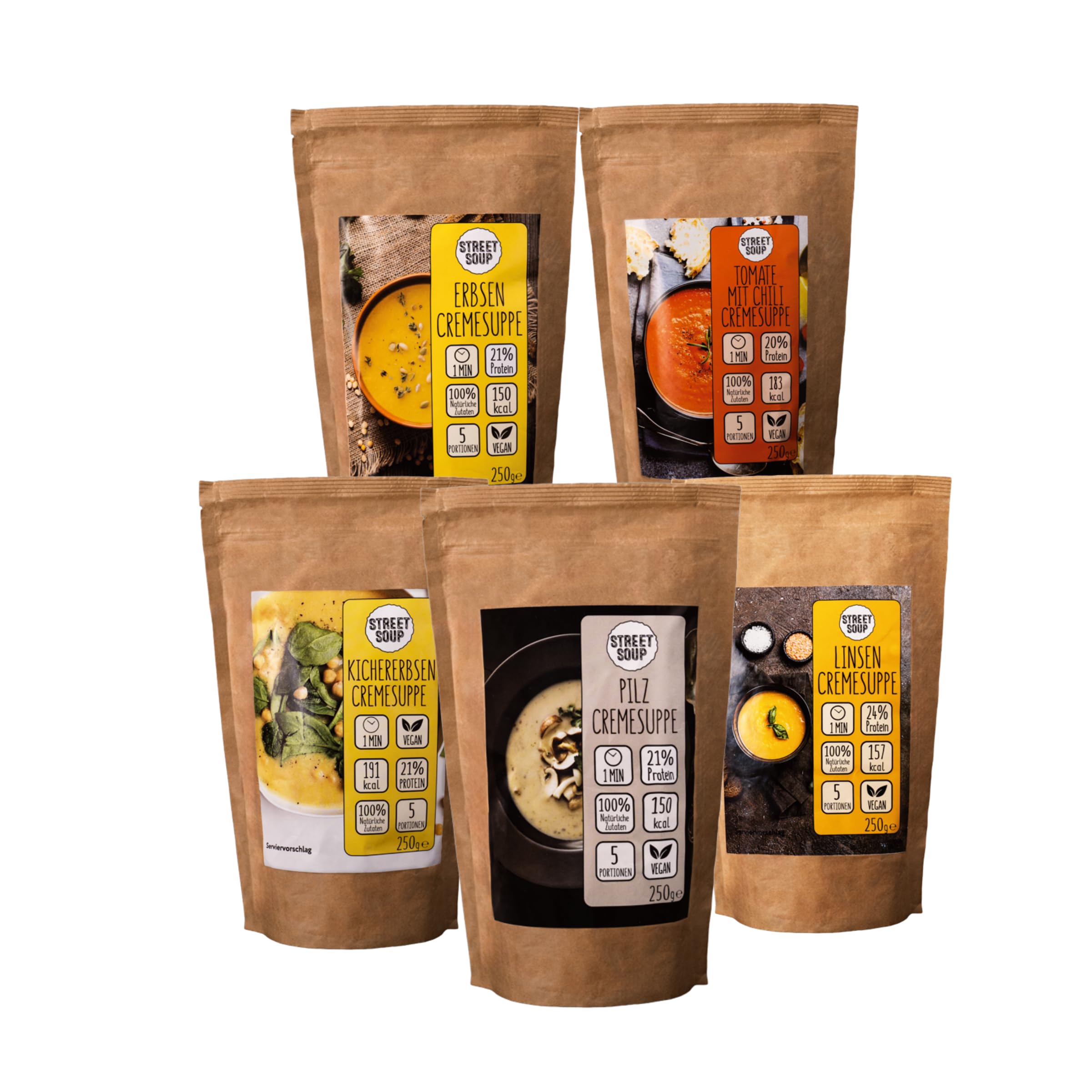 Street Soup Suppenkur Vorrat 5 Tage – 25 Cremesuppen (5x250g / 1,25kg)