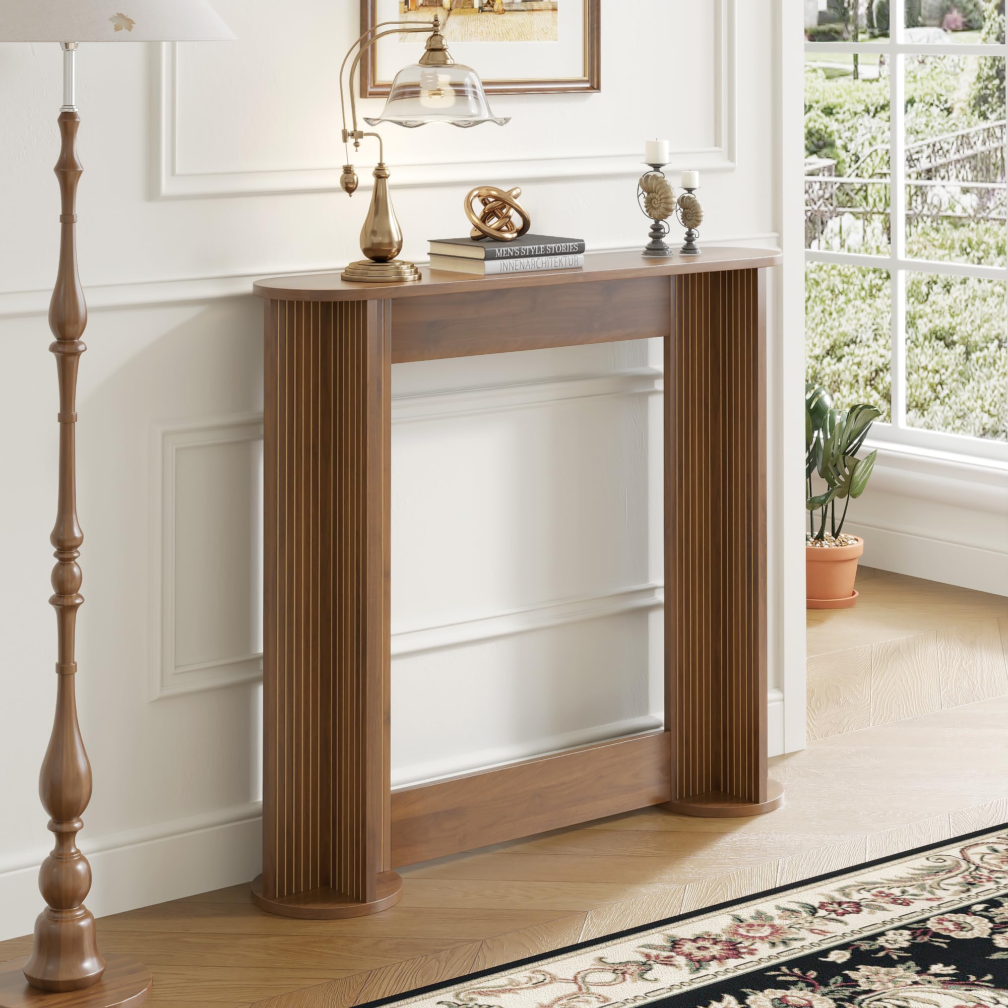 H&O _ Slim Table【walnut】 Amazon.com: 35 Inch Small Narrow Console Table Behind Couch, Mid