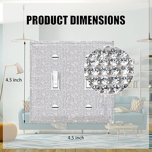 Miniatura 2 de Gaocai Cubierta de placa de pared con diamantes de imitación plateados brillantes, cubierta de placa de interruptor, cubierta de interruptor de luz,