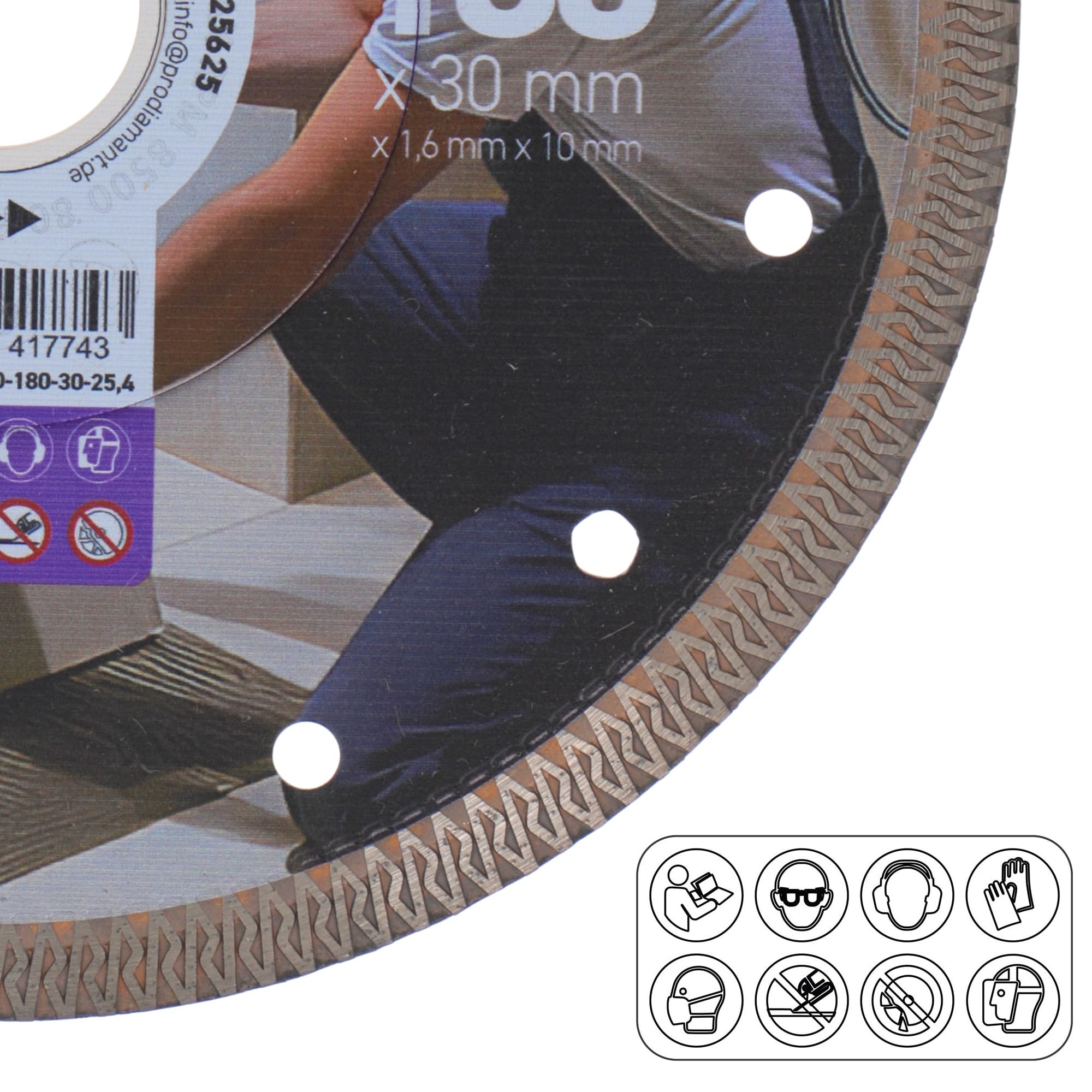 PRODIAMANT Disco de corte de diamante F59 VIO PRO 180 mm x 30/25,4 mm | Altura del segmento 10 mm | Ancho de corte 1,6 mm