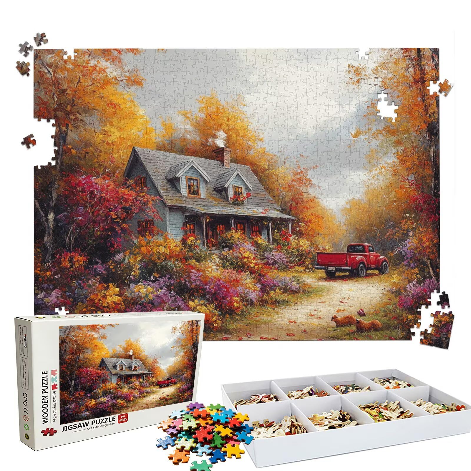 Puzzle 1500 elementów leśnej kabiny (4) - Duże drewniane puzzle - 1500 elementów dla dorosłych - gra inteligencyjna - z wykwintnym pudełkiem do pakowania - precyzyjne cięcie - jakość kolorowe puzzle
