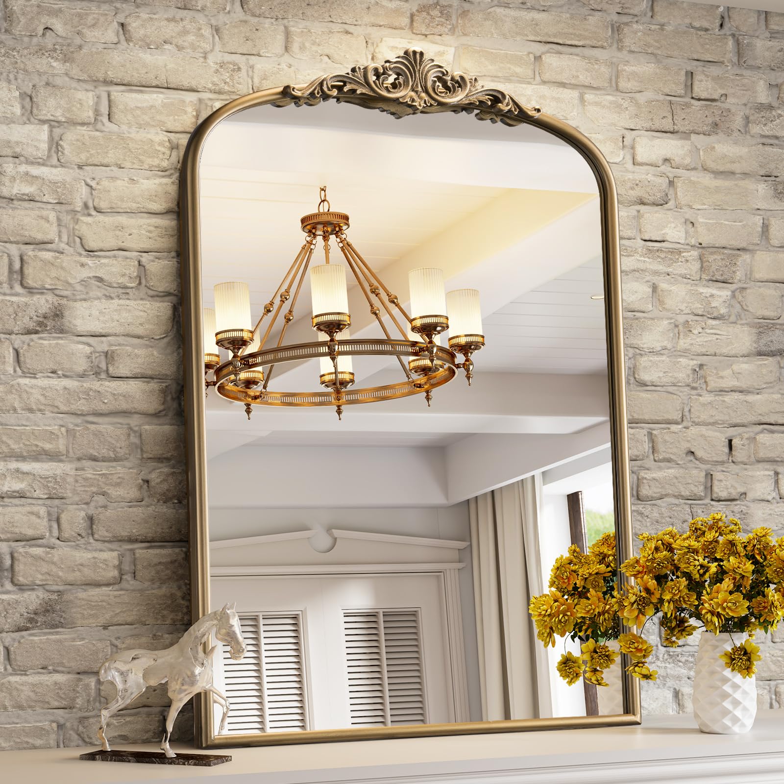 Amazon.com: Wiserset Vintage Baroque Arched Wall Mirror, 30