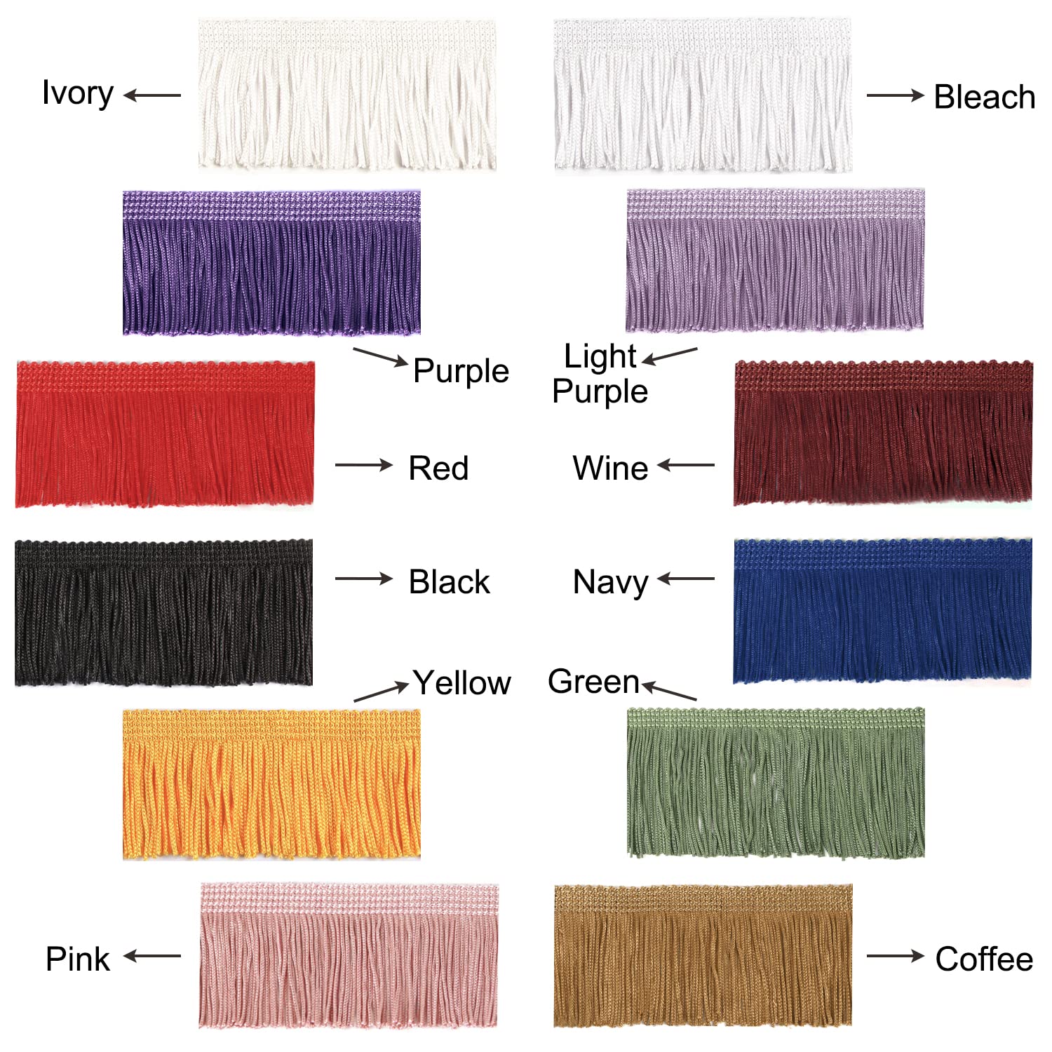 BEL AVENIR Lace Chainette Fringe Trim - Polyester Tassel Trim 6.8 Yards X 2 Inches, Hand Knitted For DIY Home Decor - View #3