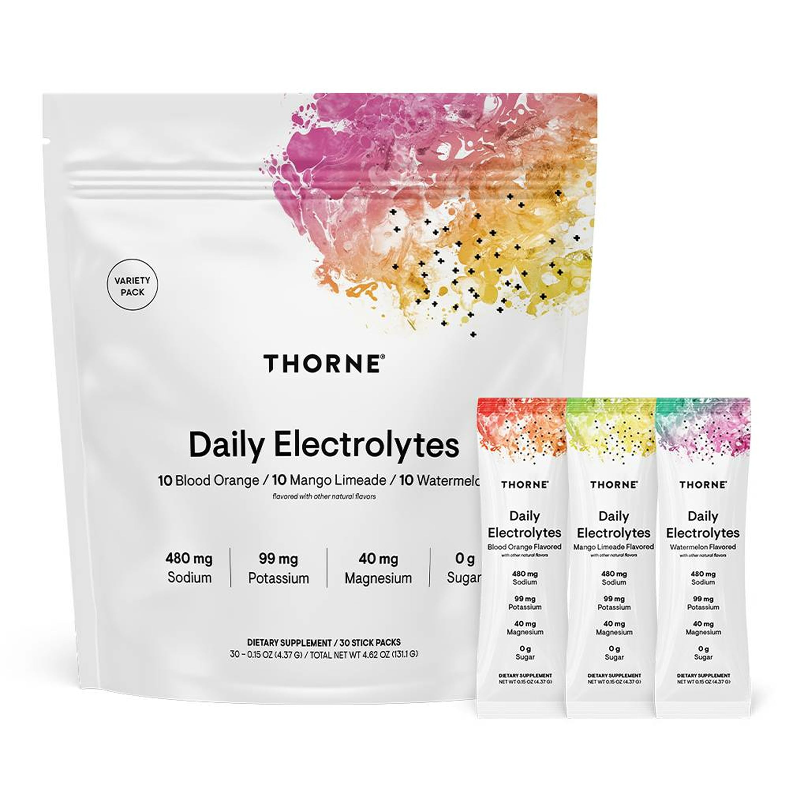 Daily Electrolytes - Zero Sugar & Low-Calorie Electrolyte Powder Drink Mix - Flavors Derived from Natural Sources - NSF Certified for Sport - Variety - 30 Stick Packs