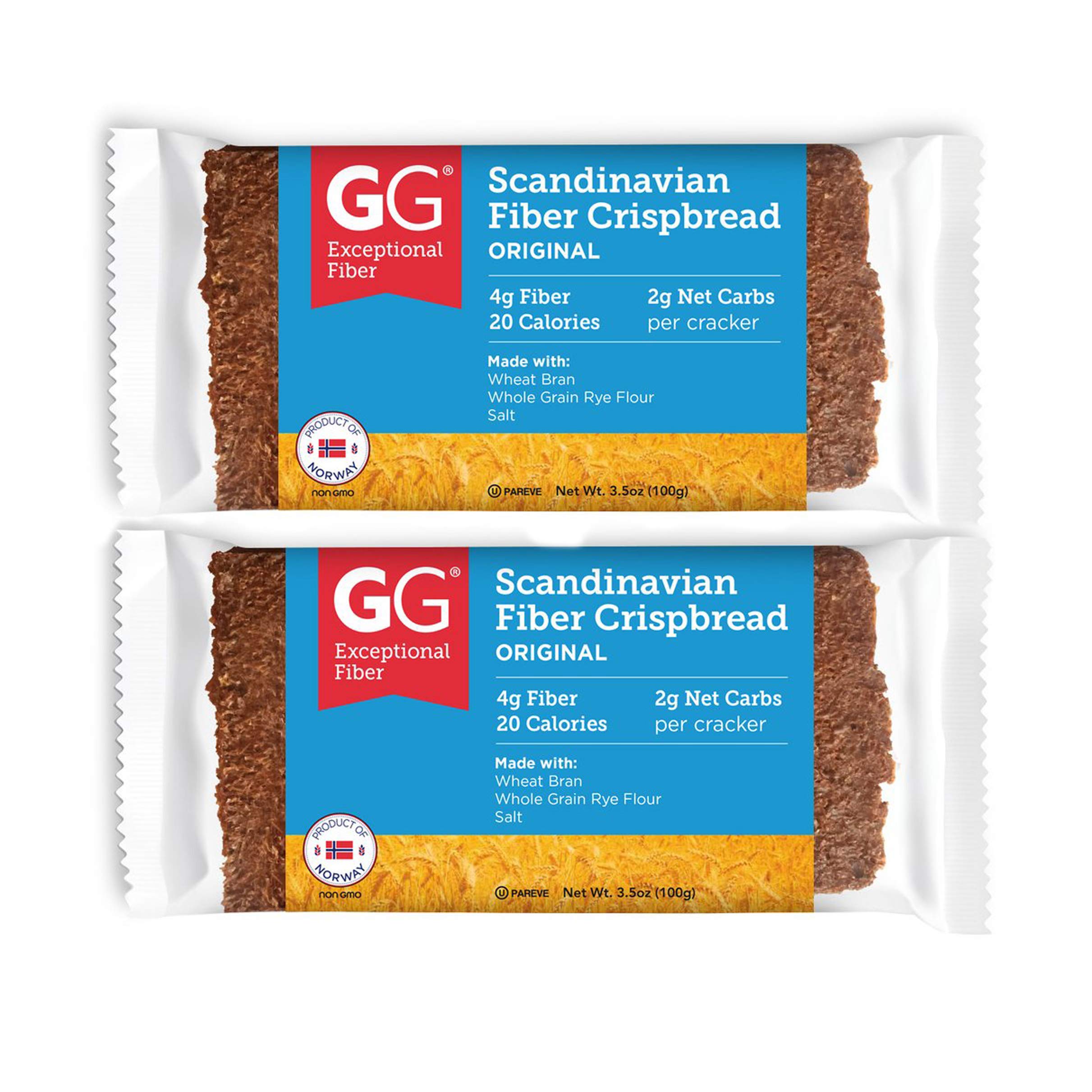 GG Scandinavian High in Fiber All Natural Healthy Bran Cracker. The Appetite Control Cracker. Perfect for on-the-go snacking. Non GMO 3.5 Ounce Pack of 2