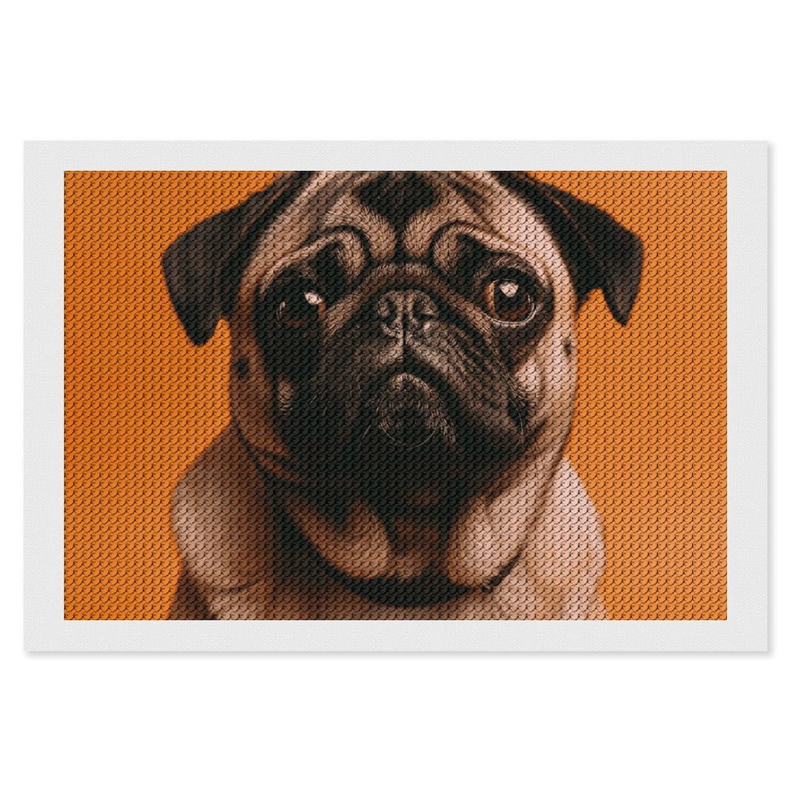 NONHAI Diamond Painting Kits for Adults - DIY Diamond Art Kits for Beginners - Full 5D Paint Drill Diamond Dots Paintings- A Pug Diamonds Pictures Gem Art and Craft Wall Decor 8"x12"