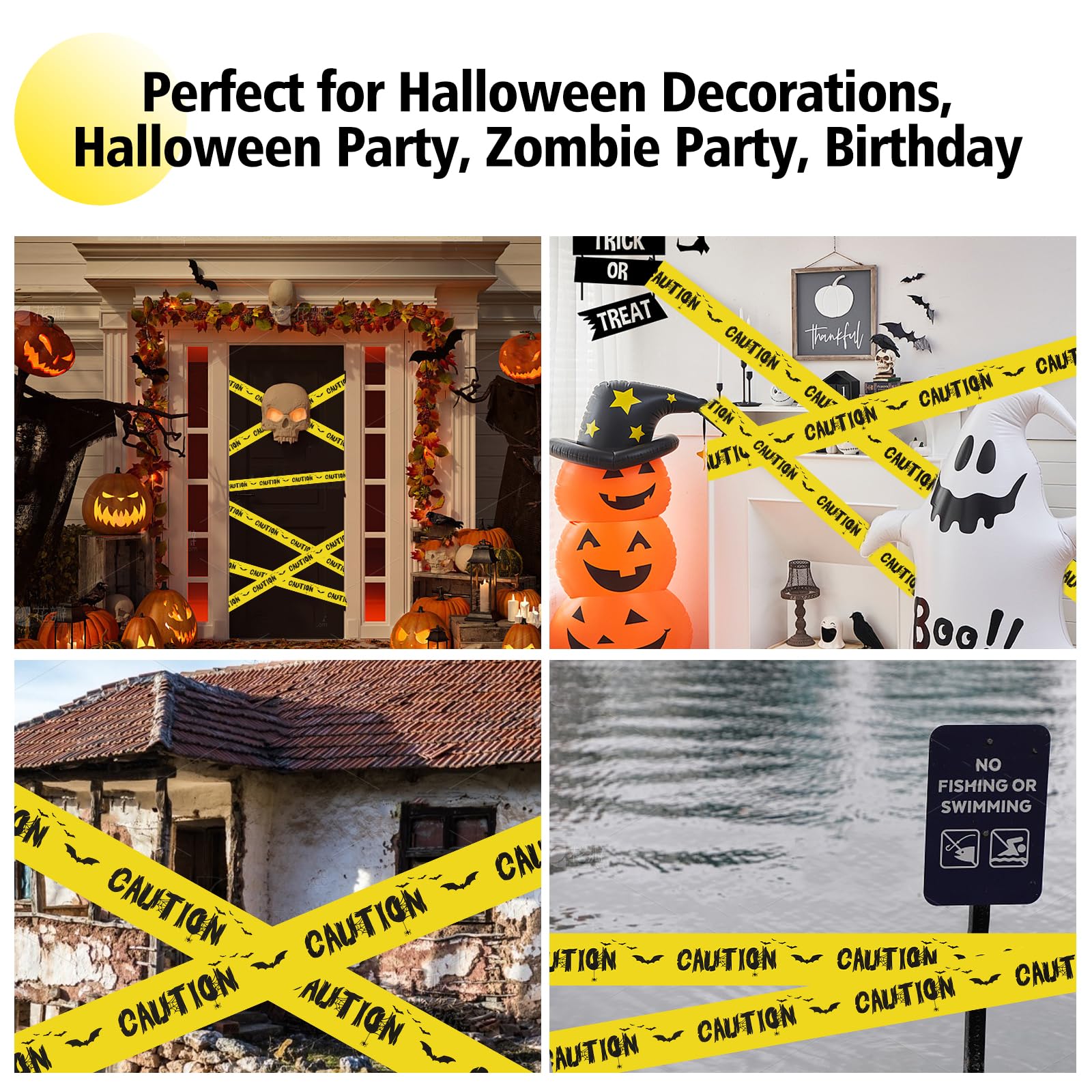 Spooky Halloween Caution Tape - 82ft Decorative Safety Barrier For Parties & Haunted Houses