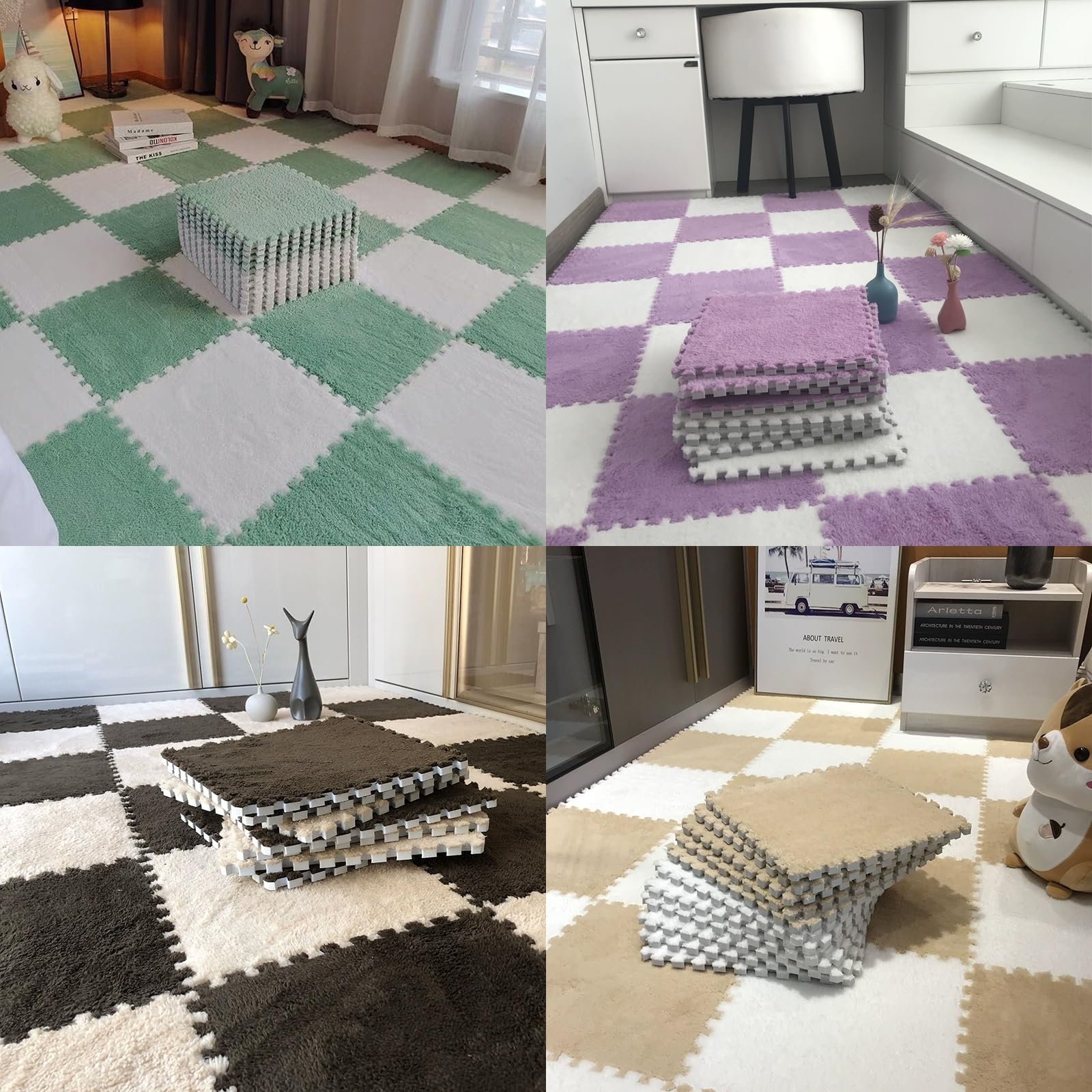 Mata podłogowa Shaggy Puzzle, izolacja akustyczna(Style E)