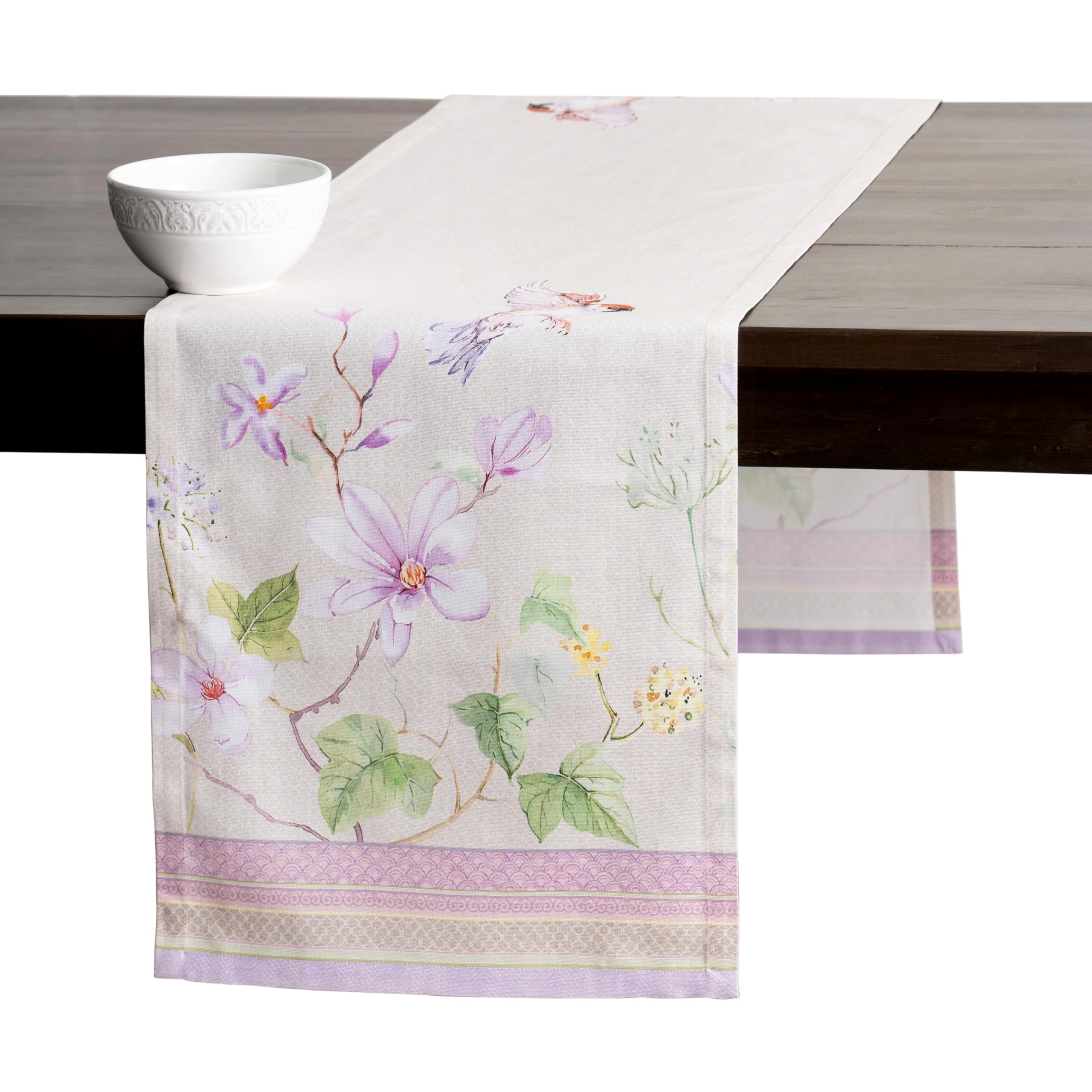 Maison d' Hermine Table runner 100% Cotton Single Layer Table Runners 230 CM long for Home Kitchen Dining Party Wedding Bridal Shower Gifts for Mothers Day (Magnolia Mornings