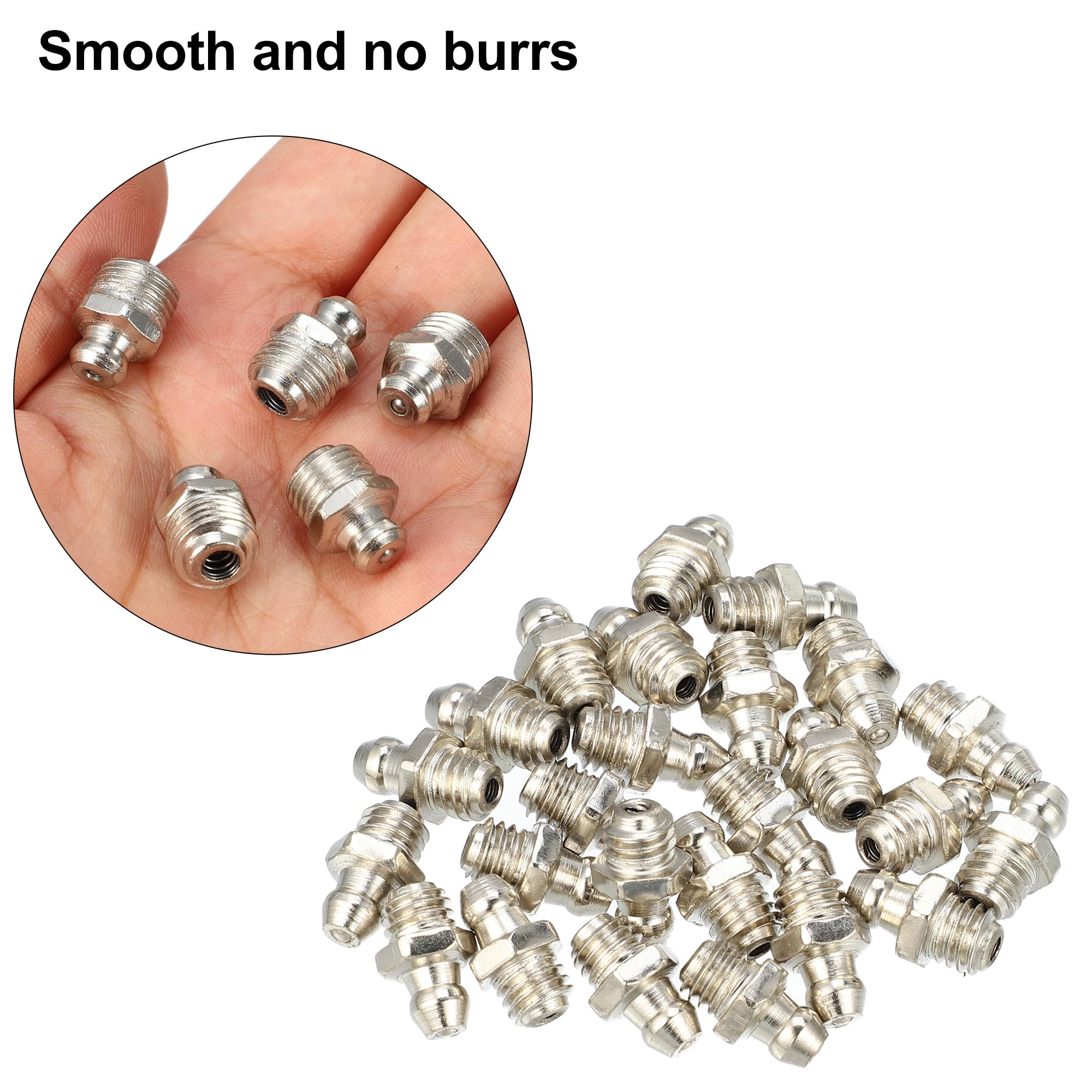 QUARKZMAN 100pz M10x1 Macchina Grasso Nipplo Montaggio 180 Gradi Nickel Placcato Acciaio
