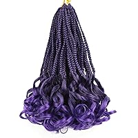 Vista 31 de Cabello de ganchillo con rizos franceses, trenzas de cabello de ganchillo con puntas rizadas, 14 pulgadas, preenlazadas, trenzas de caja tipo diosa