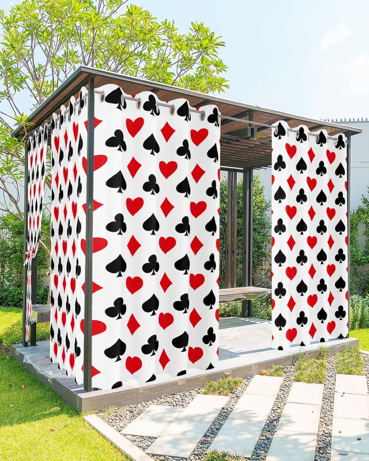 Outdoor Curtains for Patio Waterproof Poker Game Themed