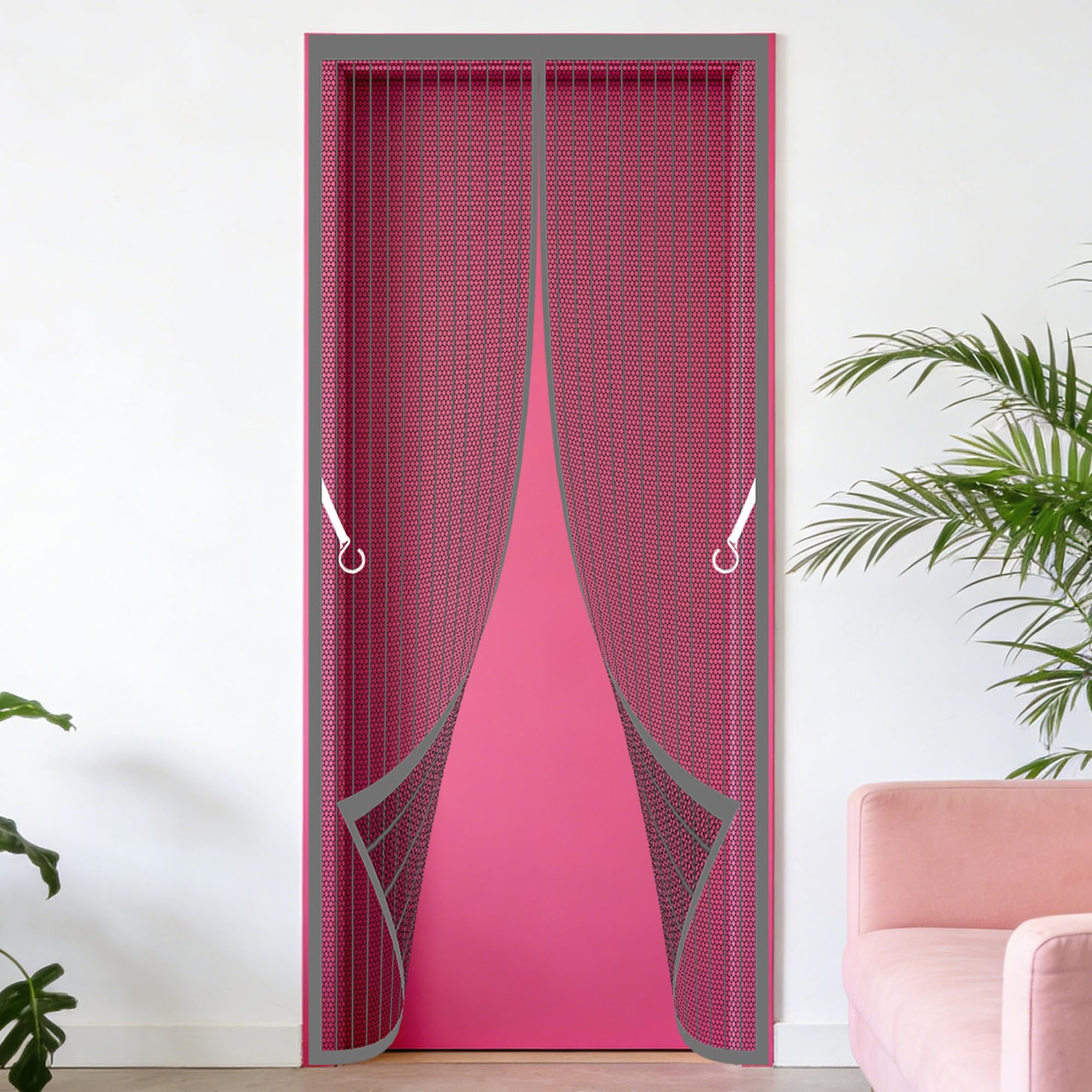Magnetic Insect Screen Door 127 x 196 cm No Drill Installation Screen Door Keeping Out Flies Bug for Home, Bedroom, Living Room, Kitchen, Patio, Grey