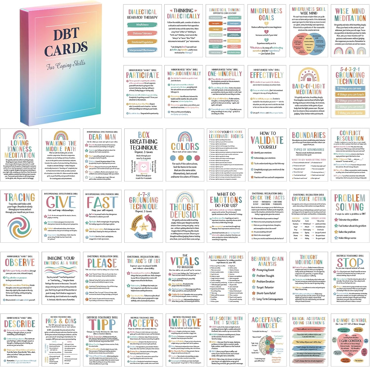 Marspark 48 Pcs DBT Flashcards - Dialectical Philippines | Ubuy