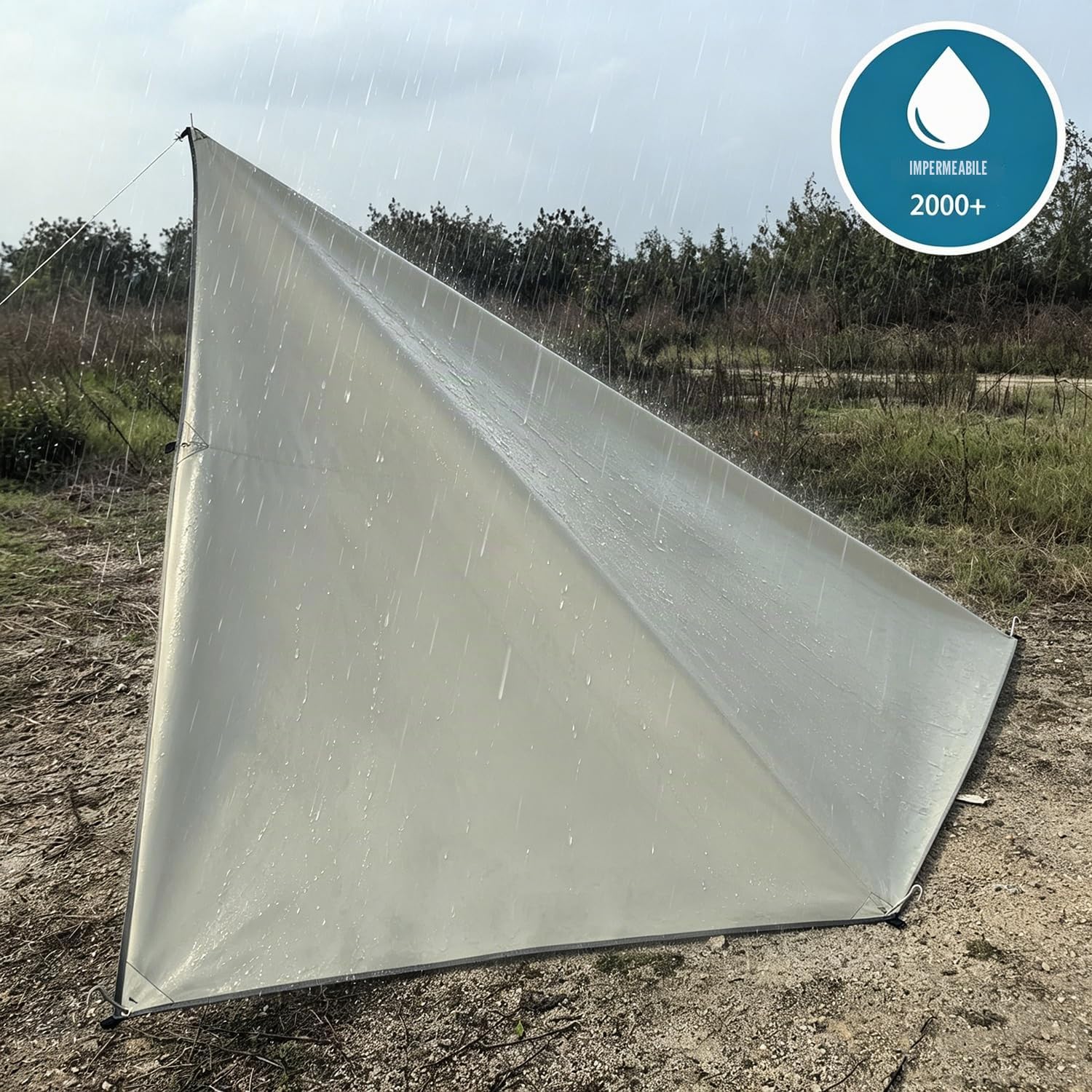 Ultralight Tarp Campeggio Impermeabile 3X3 3X4 3X5M Tendalino Spiaggia Parasole Multifunzionale Telo Frontale Tendalino Camper Telone con Occhielli (kaki, 3x5m)