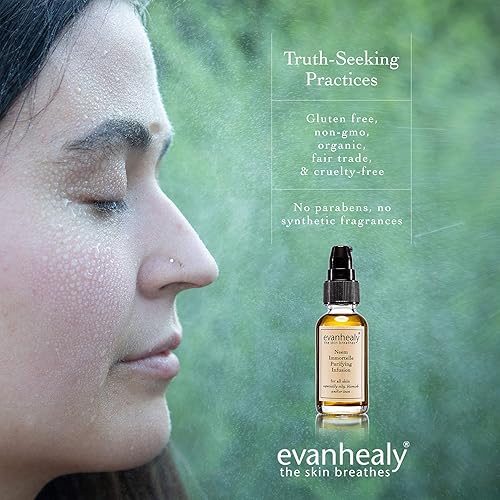 Miniatura 7 de evanhealy Neem Immortelle Purifying Infusion | Suero de aceite facial y limpiador para pieles congestionadas y sensibles | Suero minimizador de