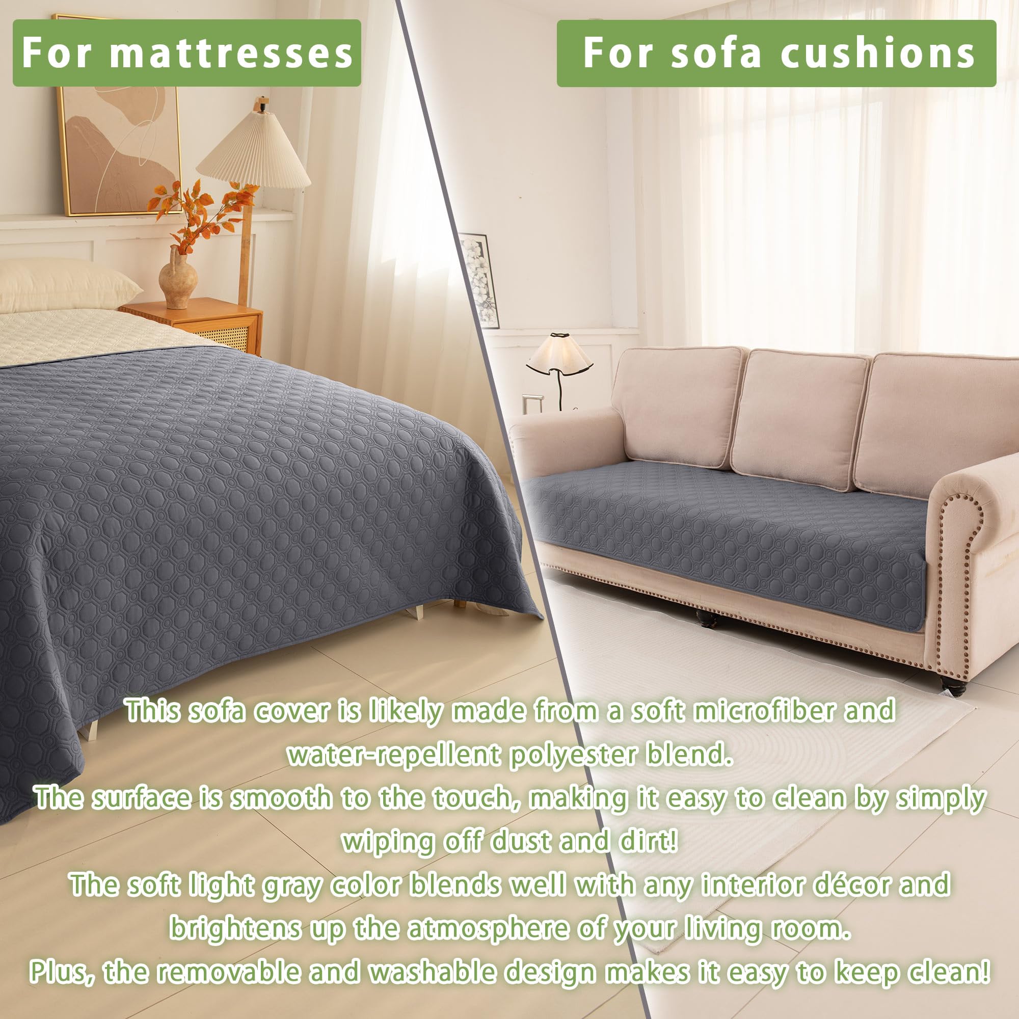 TIANSHU Manta Impermeable Colcha Cama Reversible y Multiusos, Colchoneta Perro Antideslizante y Lavable Cubrecama Ideal para Sofá Cama Bebés y Mascotas (208x259cm, Grau)