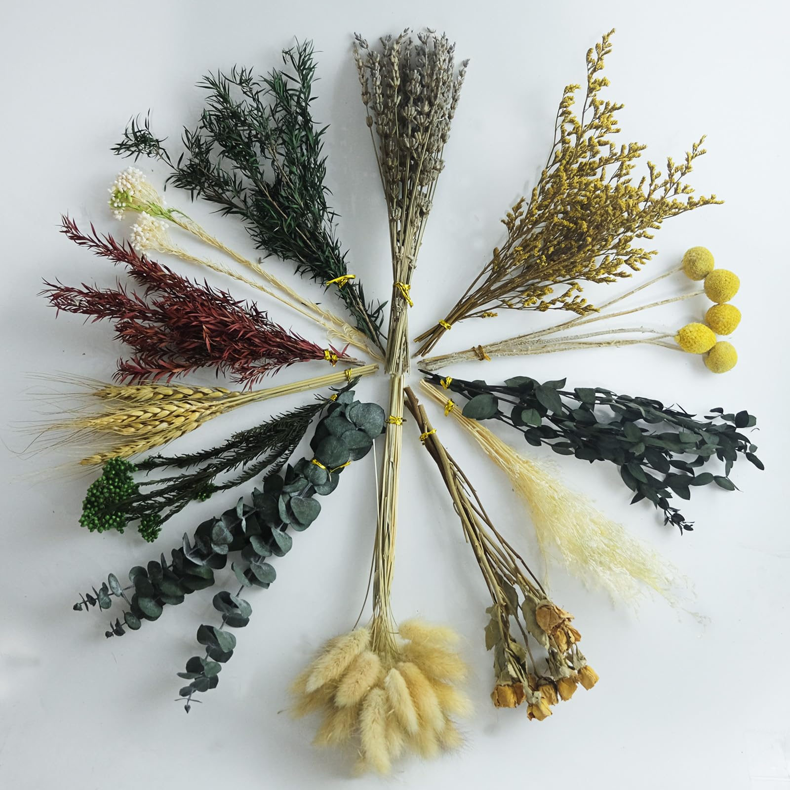 Senlwod 98PCS 13 Kinds DIY Natural Dried Flower Set 16-20cm Bulk Dried Flowers for Vase for DIY Crafts, Vase Decor Wedding Home Birthday Seasonal Decor