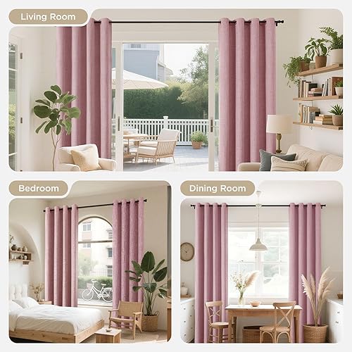 Miniatura 7 de Joydeco Cortinas opacas de 63 pulgadas de largo, 2 paneles burg, cortinas de oscurecimiento de habitación para dormitorio, cortinas térmicas