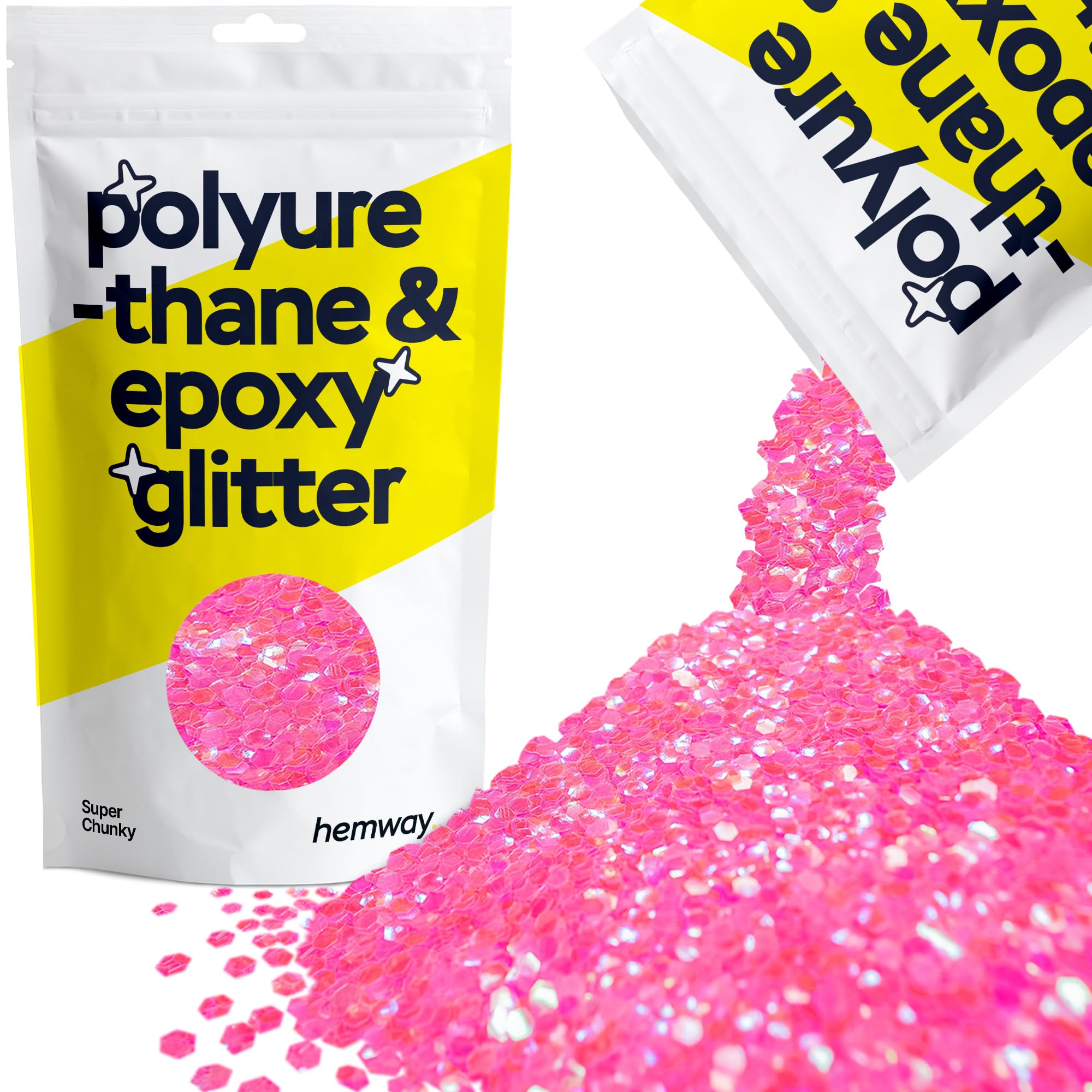 Hemway Resin Glitter Baby Pink Iridescent 100g Super Chunky