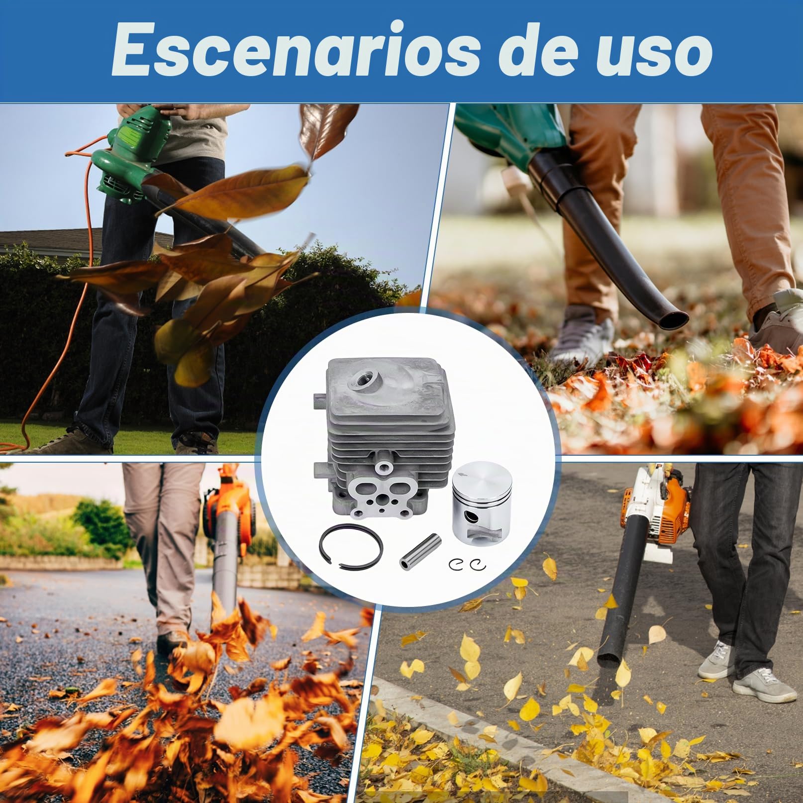 Kit de Pistón Cilindro 34mm para Stihl BG86 BG86C BR200 SH86 SH86C SR200 Repuestos Soplador con bujía Filtro Cojinetes etc Reemplazo 42410201203 6201