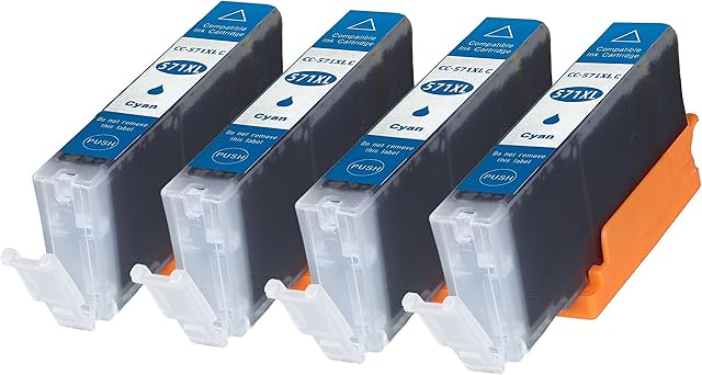4XL Cyan blueCompatible Canon Ink cartridges Non OEM CLI-571 XL - Suitable for Canon Pixima Printers