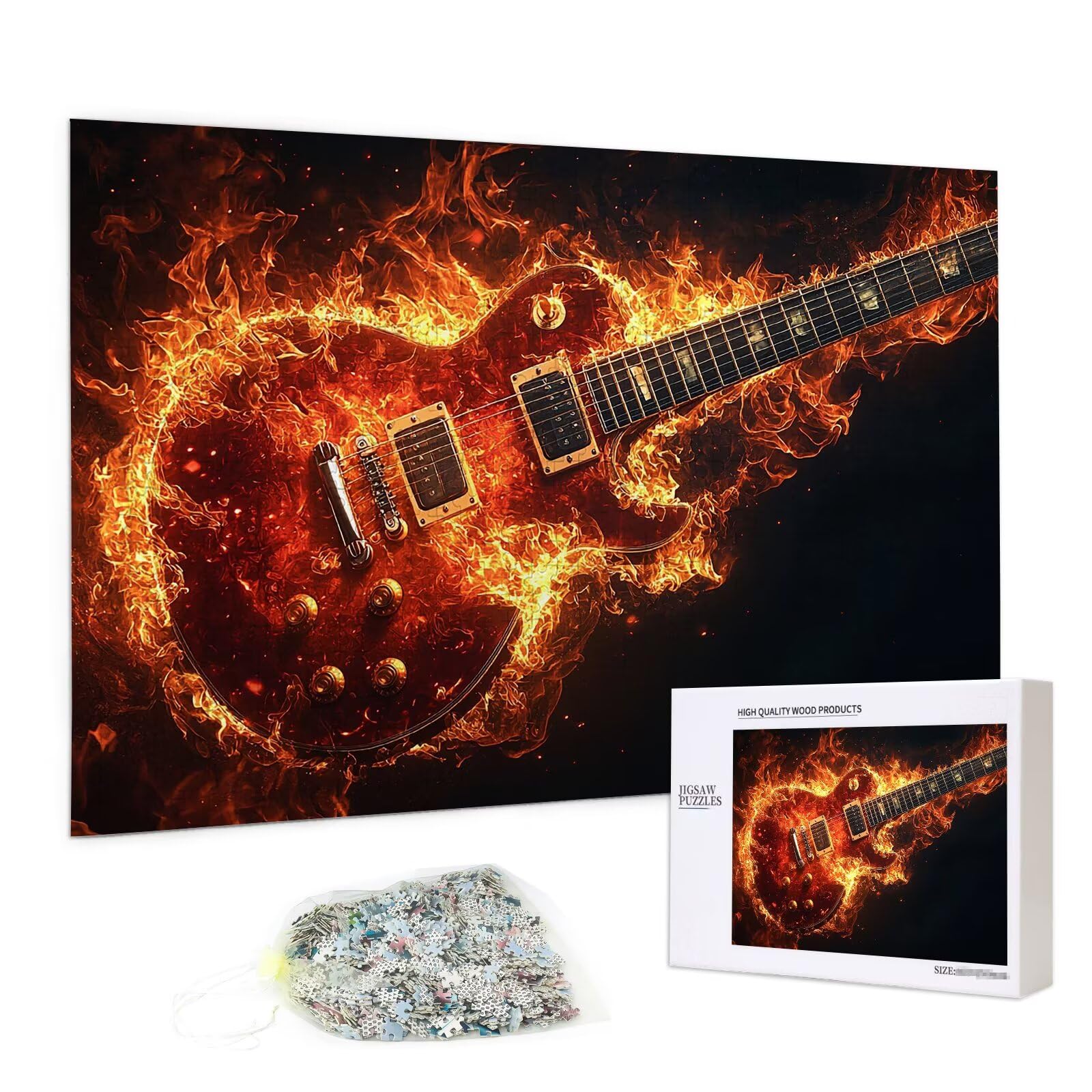 Puzzle 3000 Piezas, Puzzle Guitarra con Caja Regalo para Adultos, DIY 3000 Piezas Rompecabezas de Madera para Adultos, Rompecabezas Desafiante para Decoración del Hogar y Paredes, Regalo Mujer, F-33